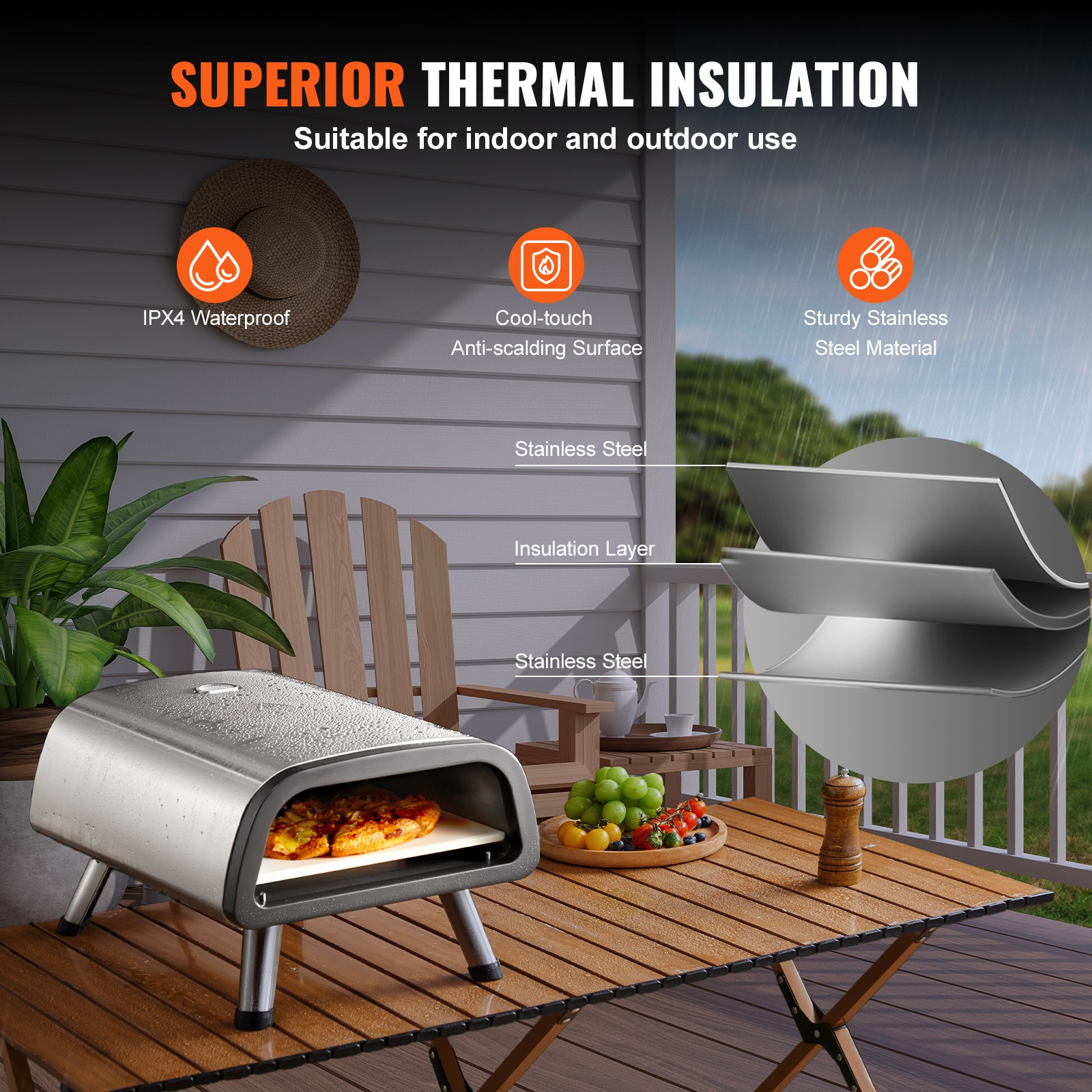 Uimoso Electric Countertop Pizza Oven for 12″ Pizzas – Indoor & Outdoor Use