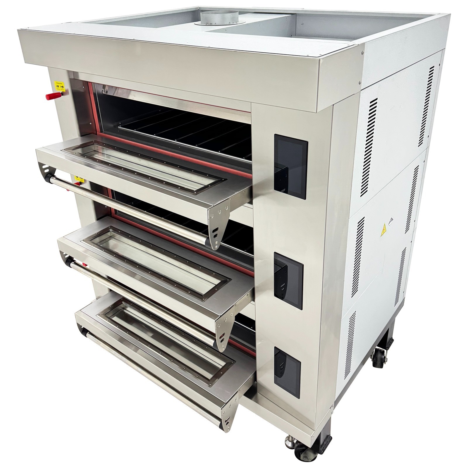 Commercial Pizza Oven 220V 3-Phase Movable Triple Deck Pizza Oven 300°C Max