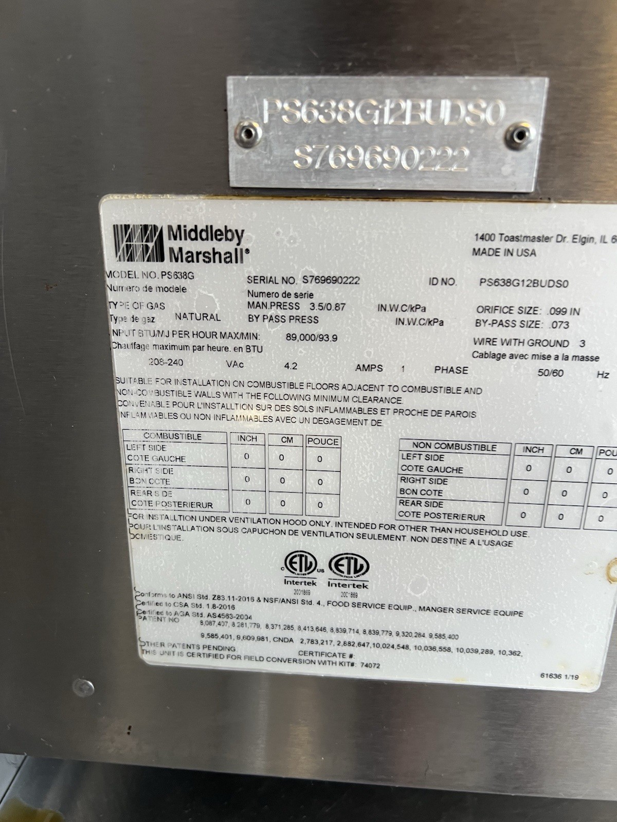 Middleby Marshall PS638G-2 65″ Gas Double Impingement Conveyor Oven ( NAT Gas)