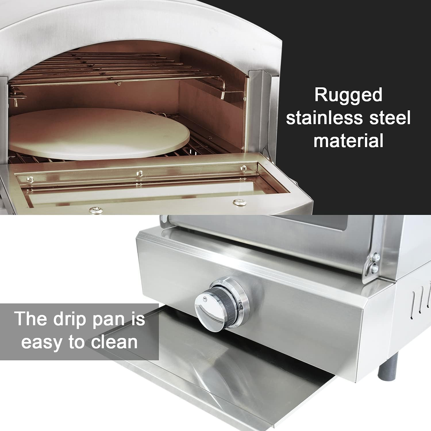 Gas Pizza Oven Countertop Stainless Steel Pizza Maker with 12 Inch round Pizza S