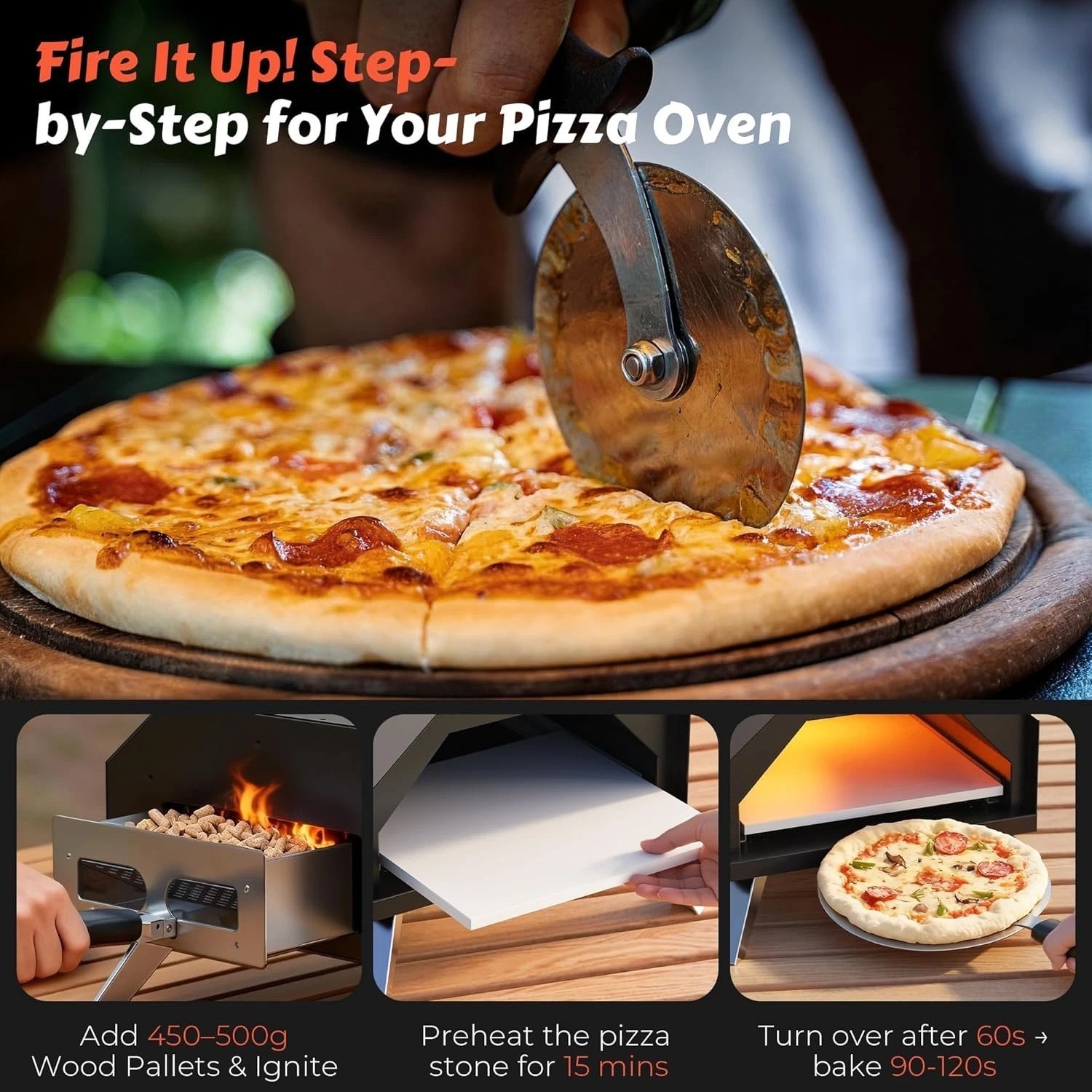 Pizza Oven Outdoor Portable Pellet Pizza Stove Wood Fired Stainless Steel Piz…