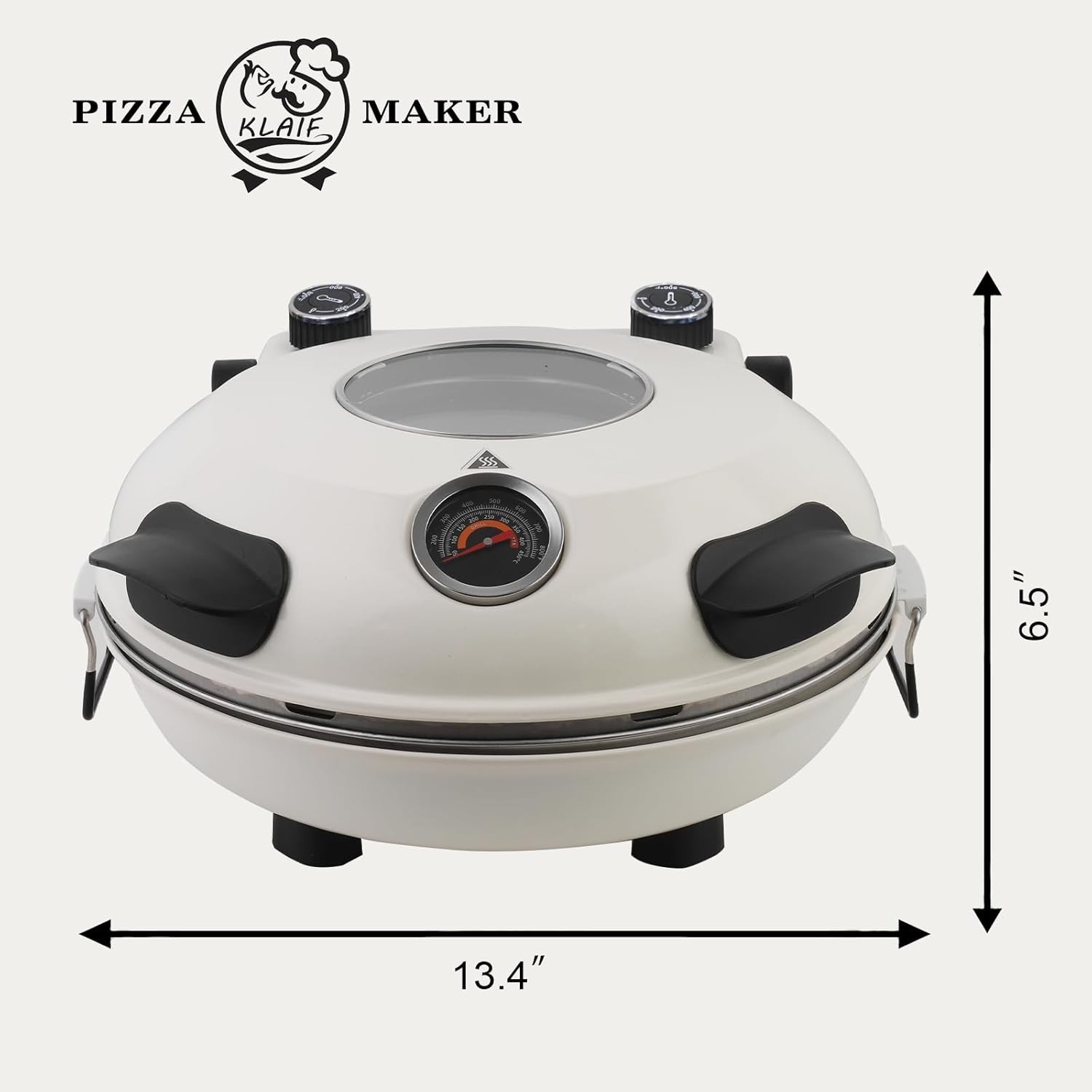KLAIF Pizza Oven -12 Inch Countertop Electric Pizza Maker, Non-Stick Black Pizza