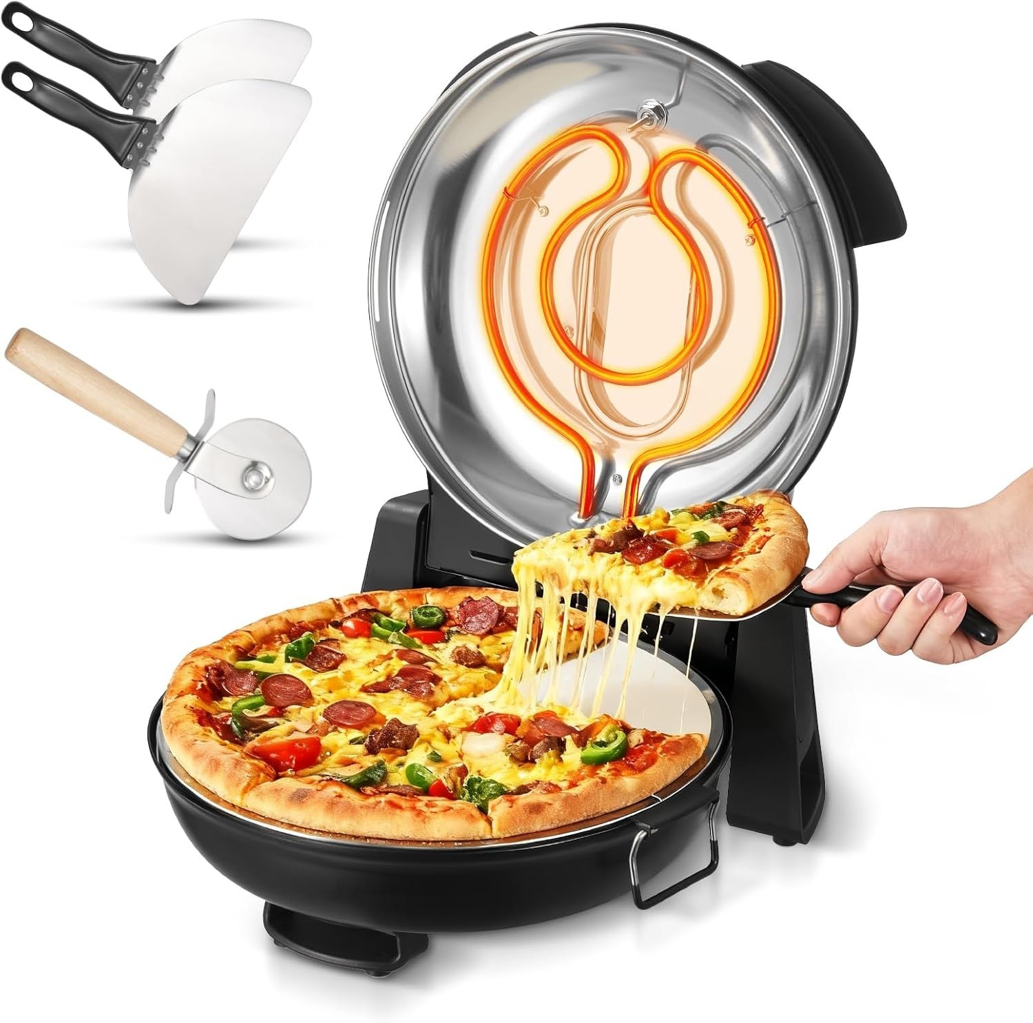 12-Inch Electric Countertop Pizza Oven – Dual Temp Controls for Perfect Pizza