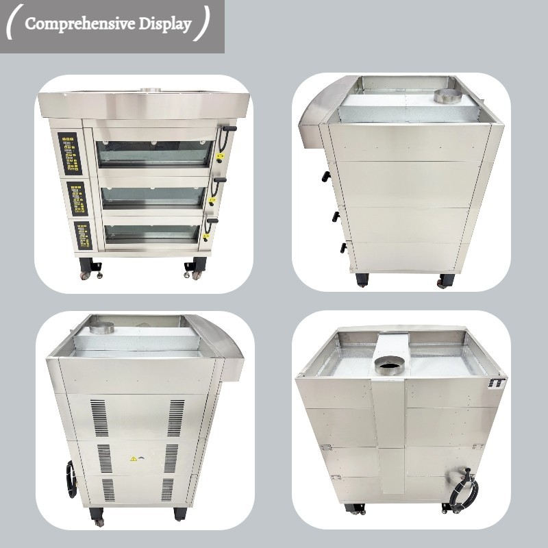 220V Commercial Movable Electric Pizza Oven Pizza Baking Machine 3-Layer 6-Pan