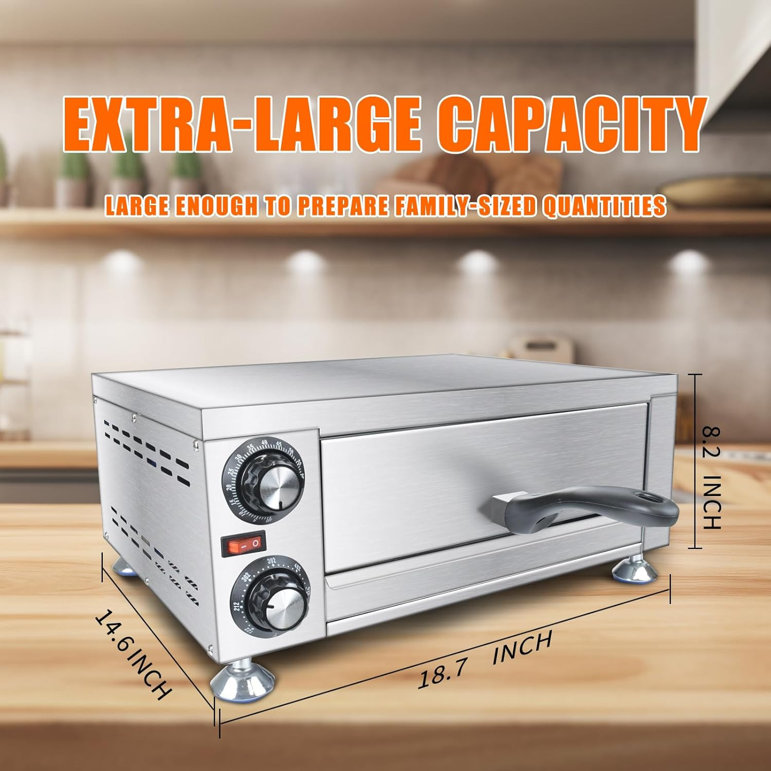 Electric Countertop Pizza Oven Indoor,12″ Commercial Pizza Maker Machine,Stainle