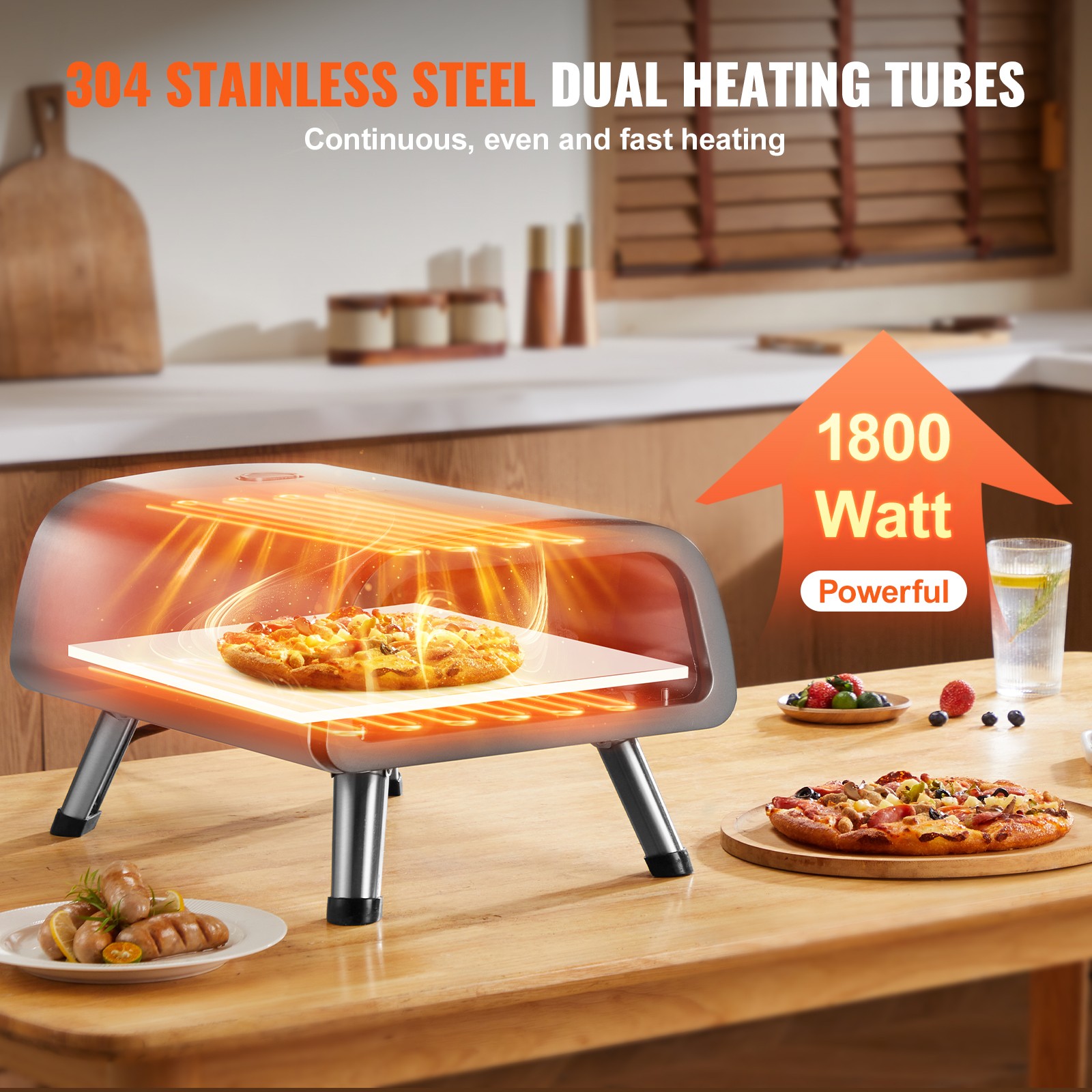 Uimoso Electric Countertop Pizza Oven for 12″ Pizzas – Indoor & Outdoor Use