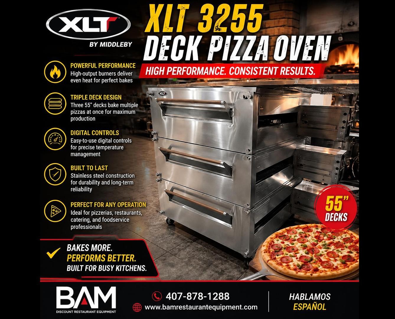 XLT 3255 Pizza Oven Double Stack- Nat Gas