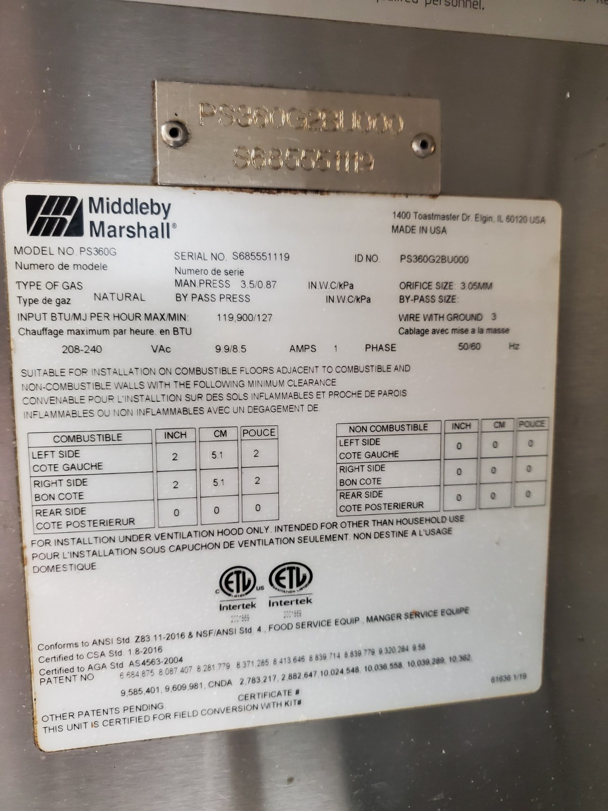 Middleby Marshall PS360 Doublestack Gas Pizza Oven Conveyor Belt