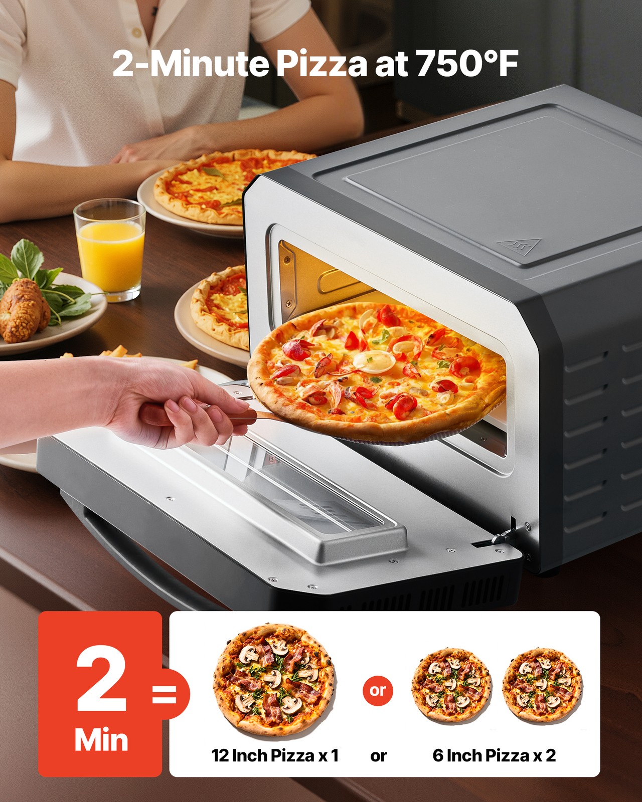 VEVOR 12 Inch Electric Pizza Oven with Pizza Stone 750℉ Max Temp Pizza Maker