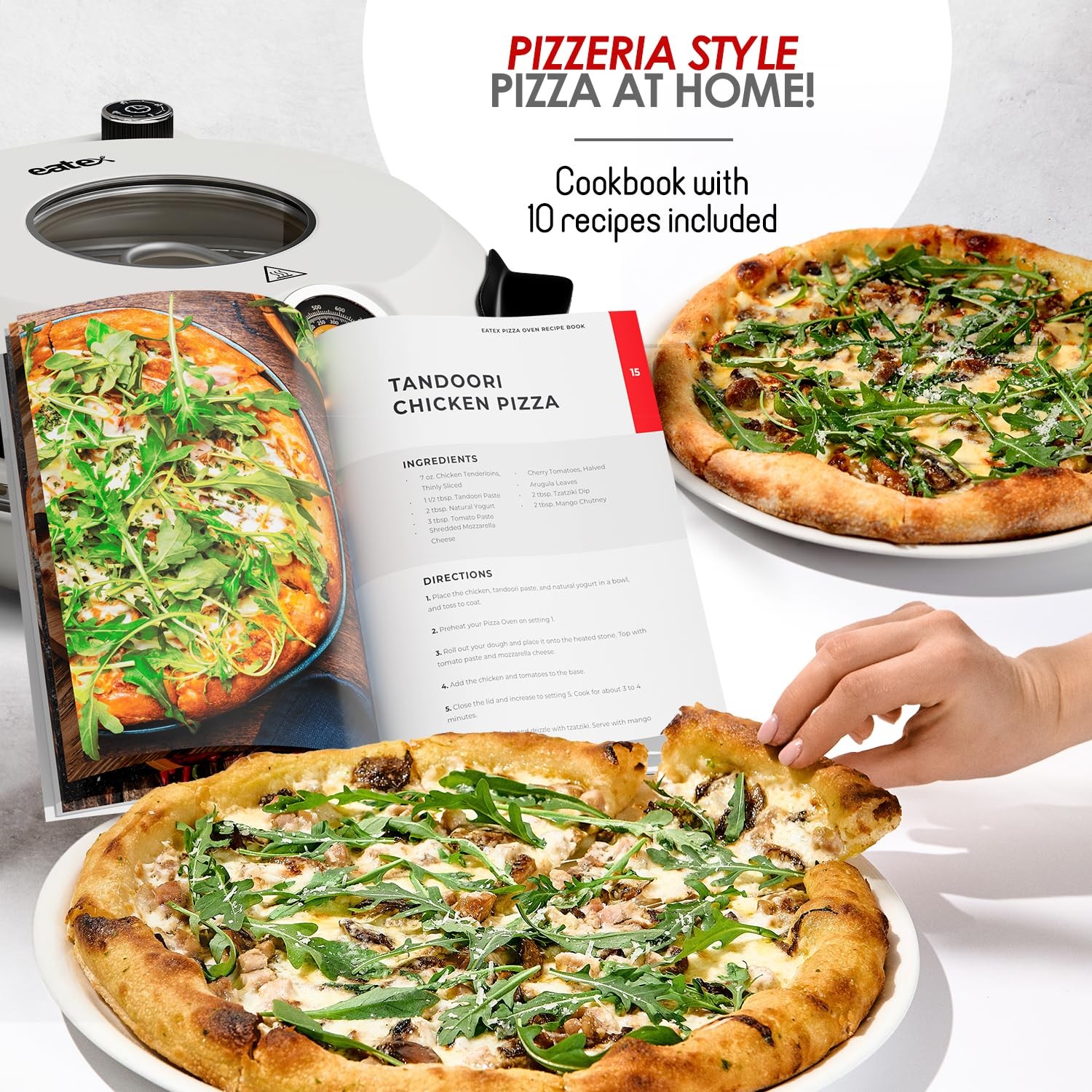 Eatex Electric Pizza Oven Indoor 12 Inch Countertop Pizza Oven Portable Stone