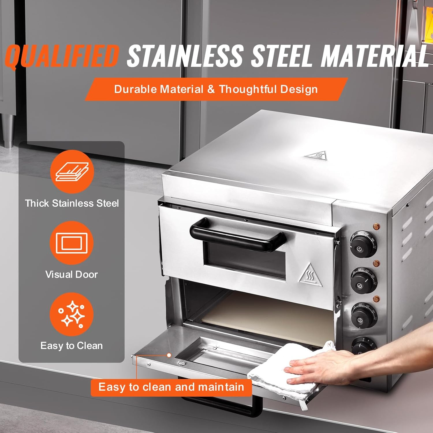 14″ Double Deck Stainless Steel Electric Pizza Oven for Home & Restaurant