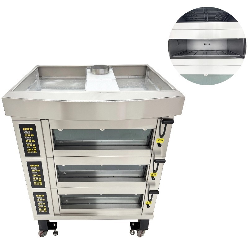 220V Commercial Movable Electric Pizza Oven Pizza Baking Machine 3-Layer 6-Pan