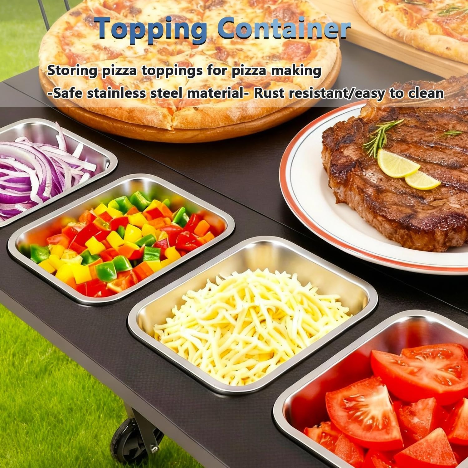 47″ Outdoor Pizza Oven Table with Wheels, Heavy Duty Pizza Oven Cart with Propan