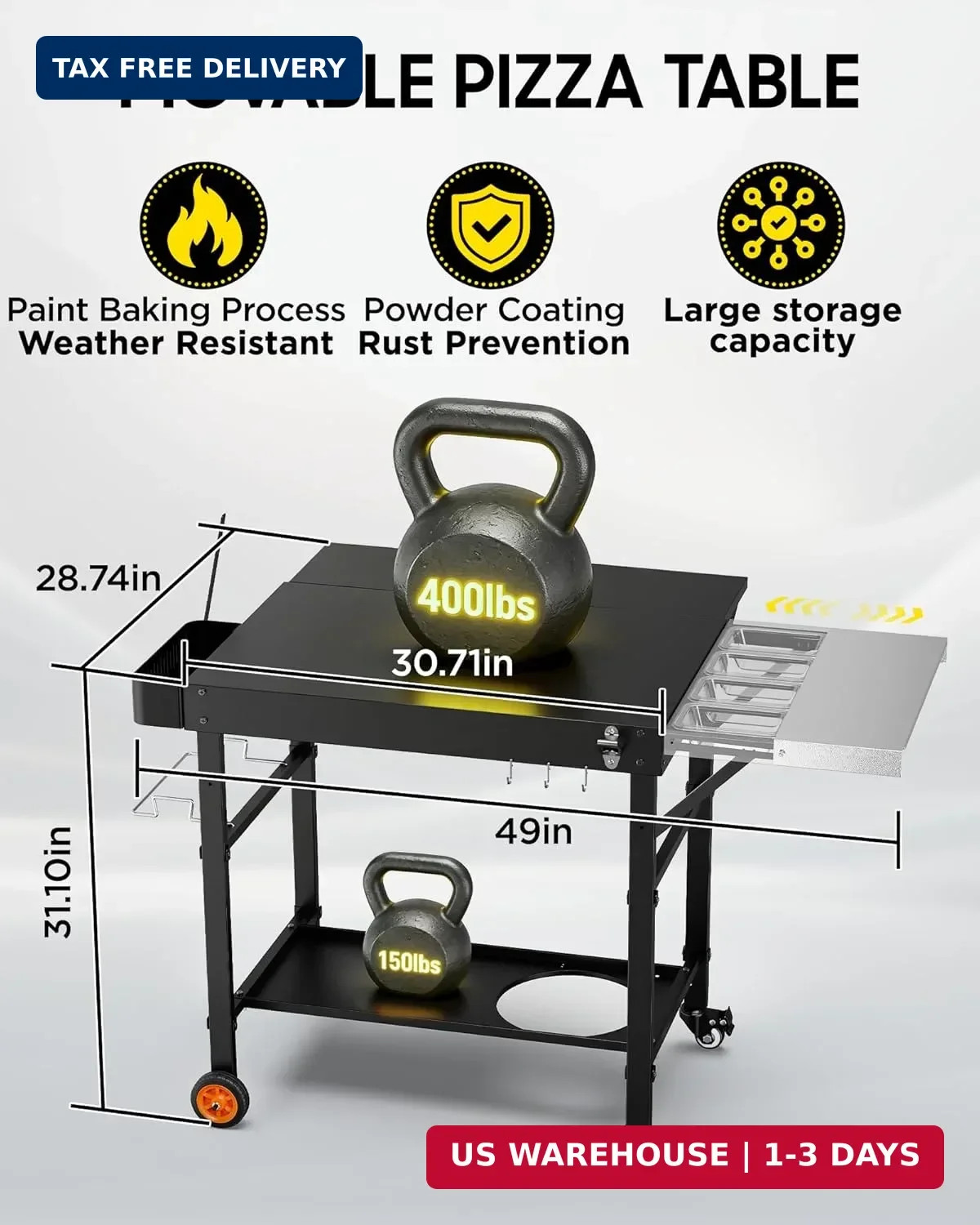 Pizza Oven Table, Grill Table for Ninja Pizza Oven, Pizza Oven Cart Fits Blackst