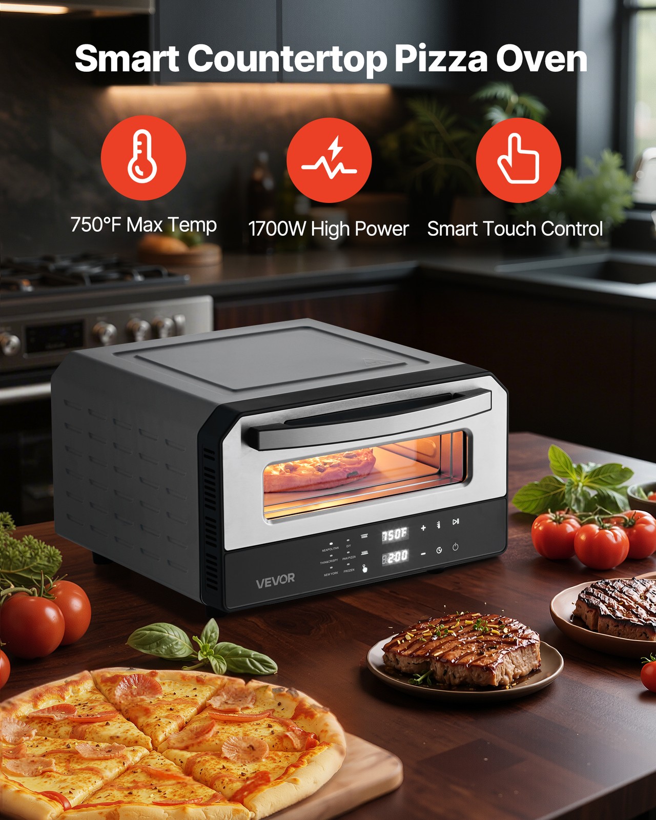 VEVOR 12 Inch Electric Pizza Oven with Pizza Stone 750℉ Max Temp Pizza Maker