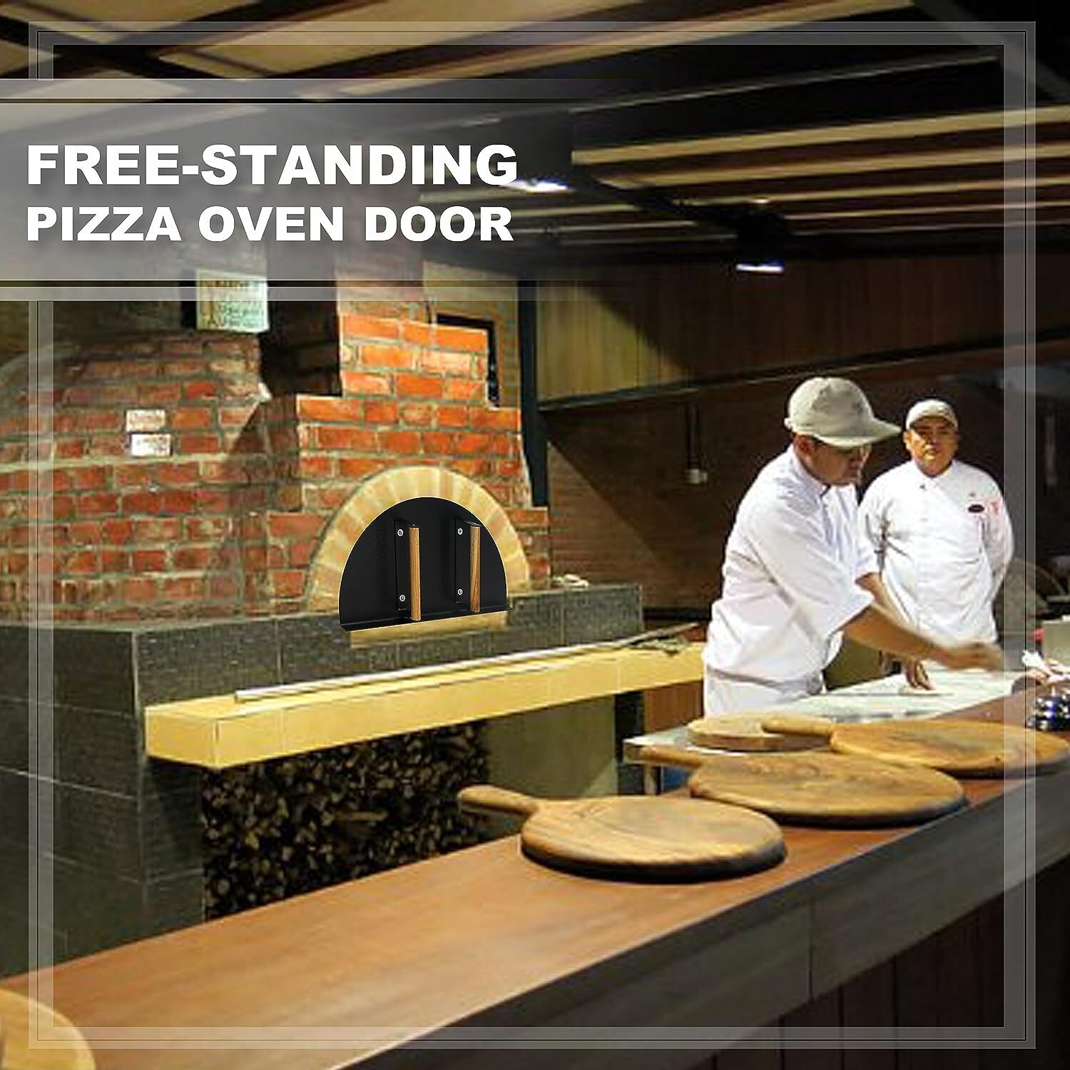 Simond Store Pizza Oven Door 20”(L) X 11”(H) Stainless Steel w/ Wooden Handle