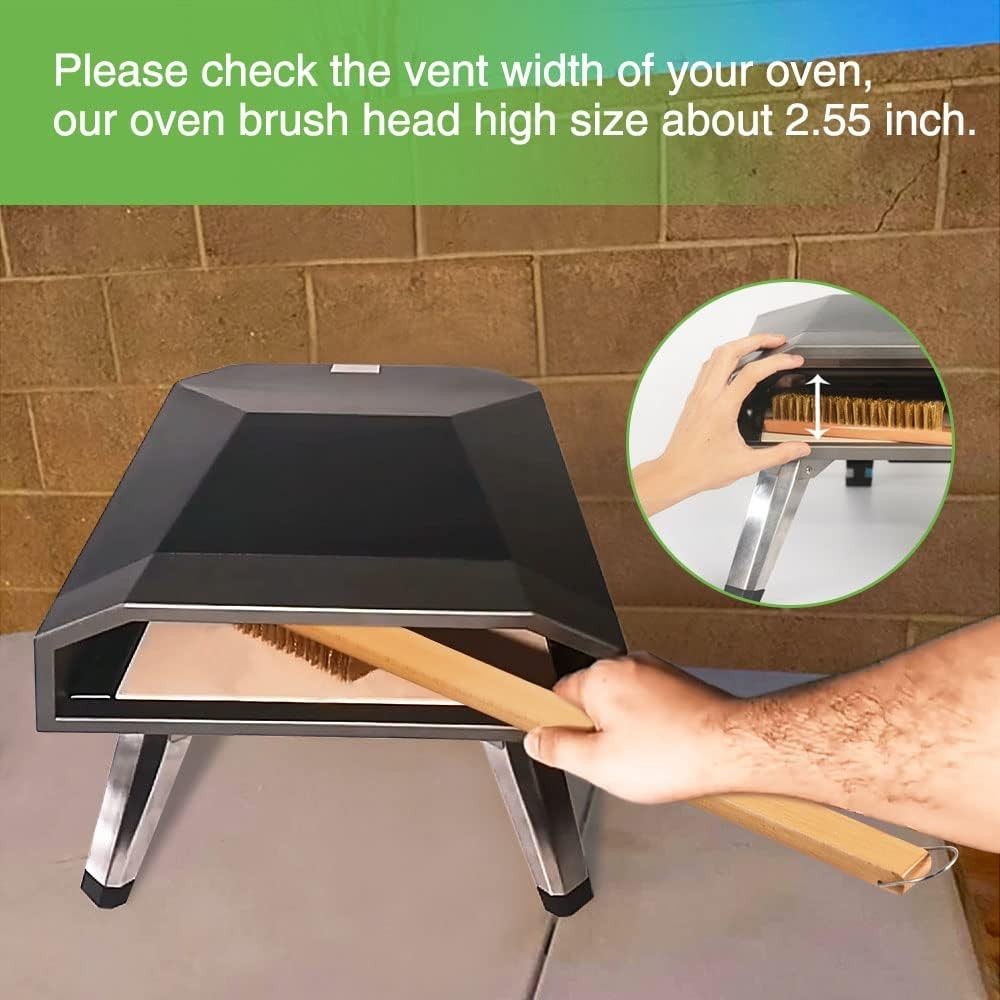 LRUI Outdoor Pizza Oven & Stone Cleaning Brush with Copper Wire & Scraper