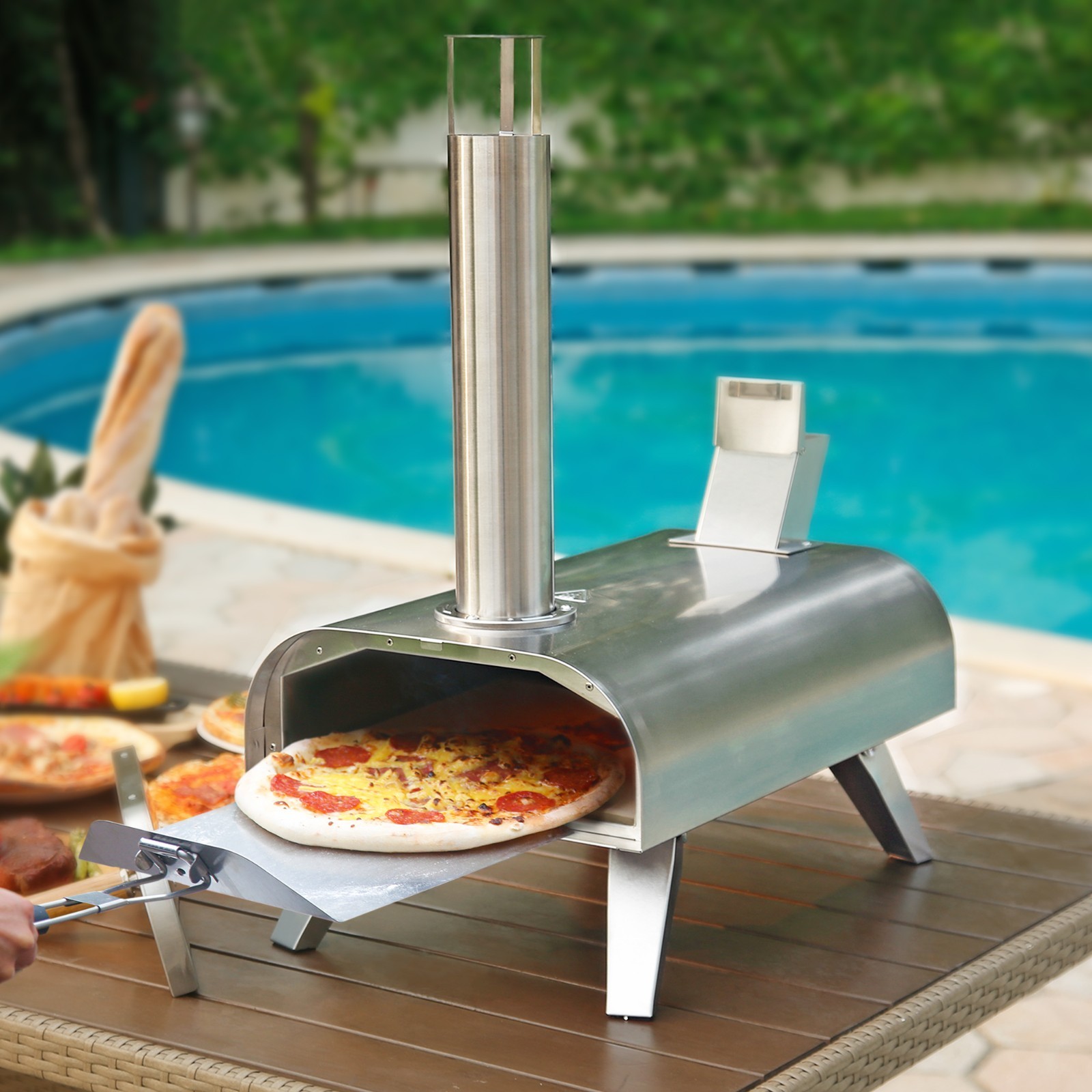 BIG HORN OUTDOORS Pizza Ovens Wood Pellet 12” Pizza Oven Cooking Pizza Maker Por