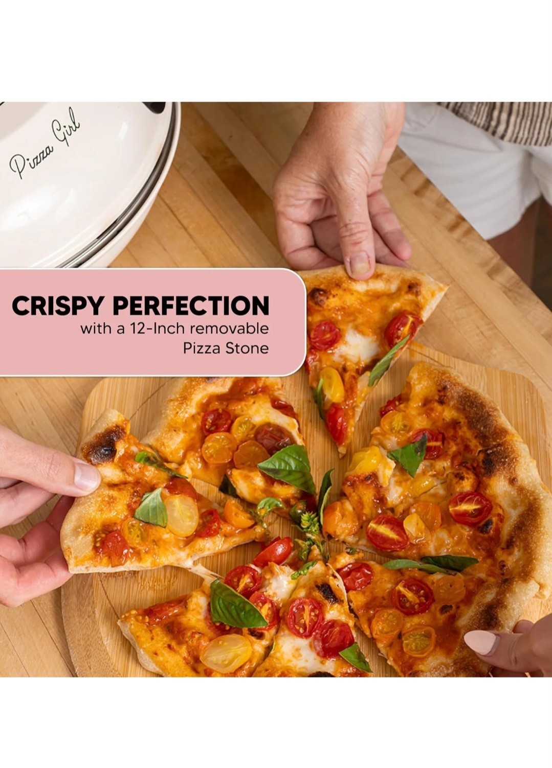 Crispy Crust Pizza Oven by (Cream) Electric Pizza Oven Indoor Portable, 12 In
