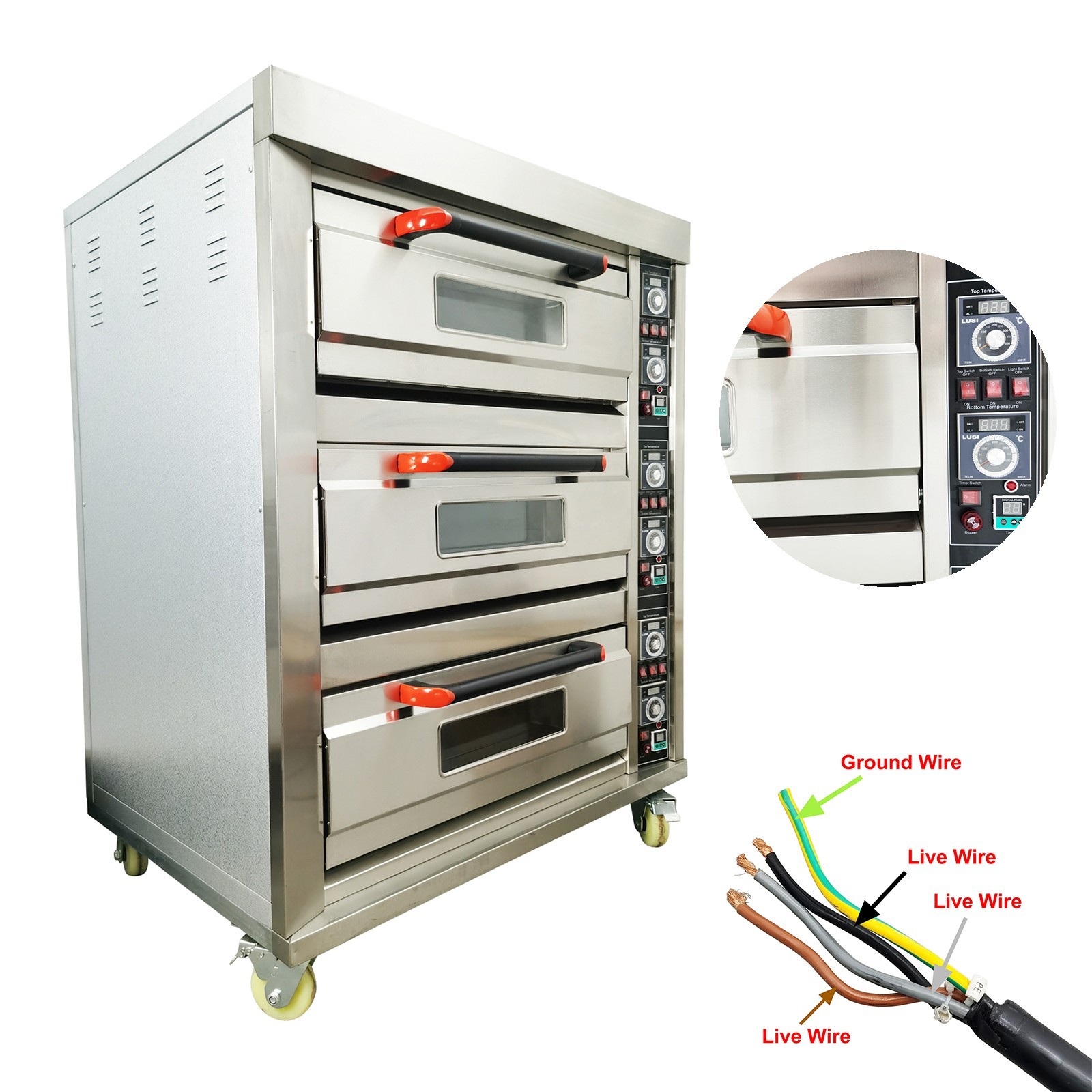 220V/3PH Commercial Electric Pizza Oven 400℃ Baking 6 Sheets Pizza Bread Making