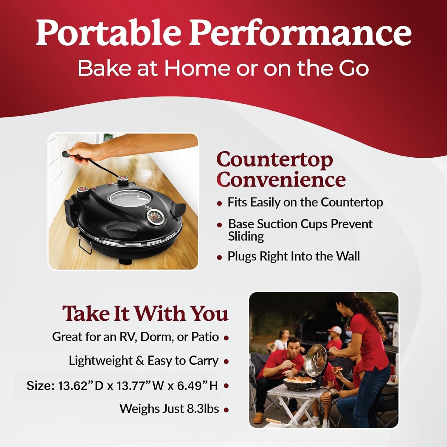 Ceramic Stone Pizza Oven – Countertop, Peels Included