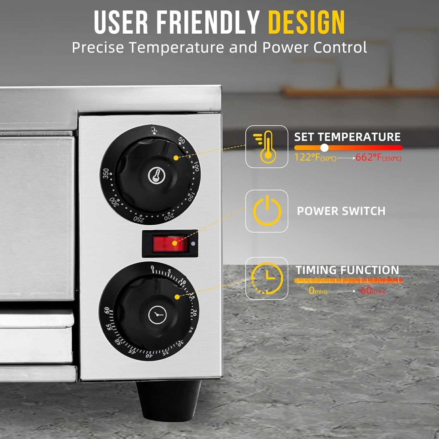 Commercial Pizza Oven Countertop 1300W Electric Pizza Maker for Pizza Up to 13″