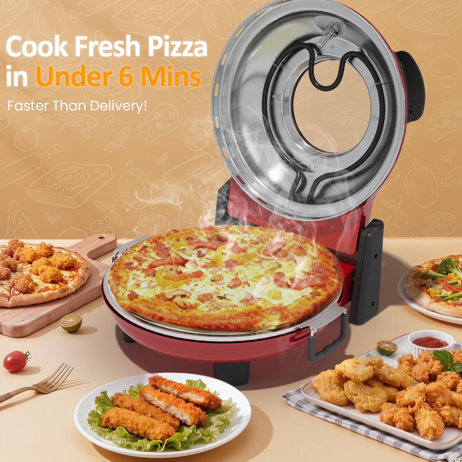 Sunvivipro Pizza Oven Indoor Outdoor Heats Up 770 Up 12 Electric Countertop