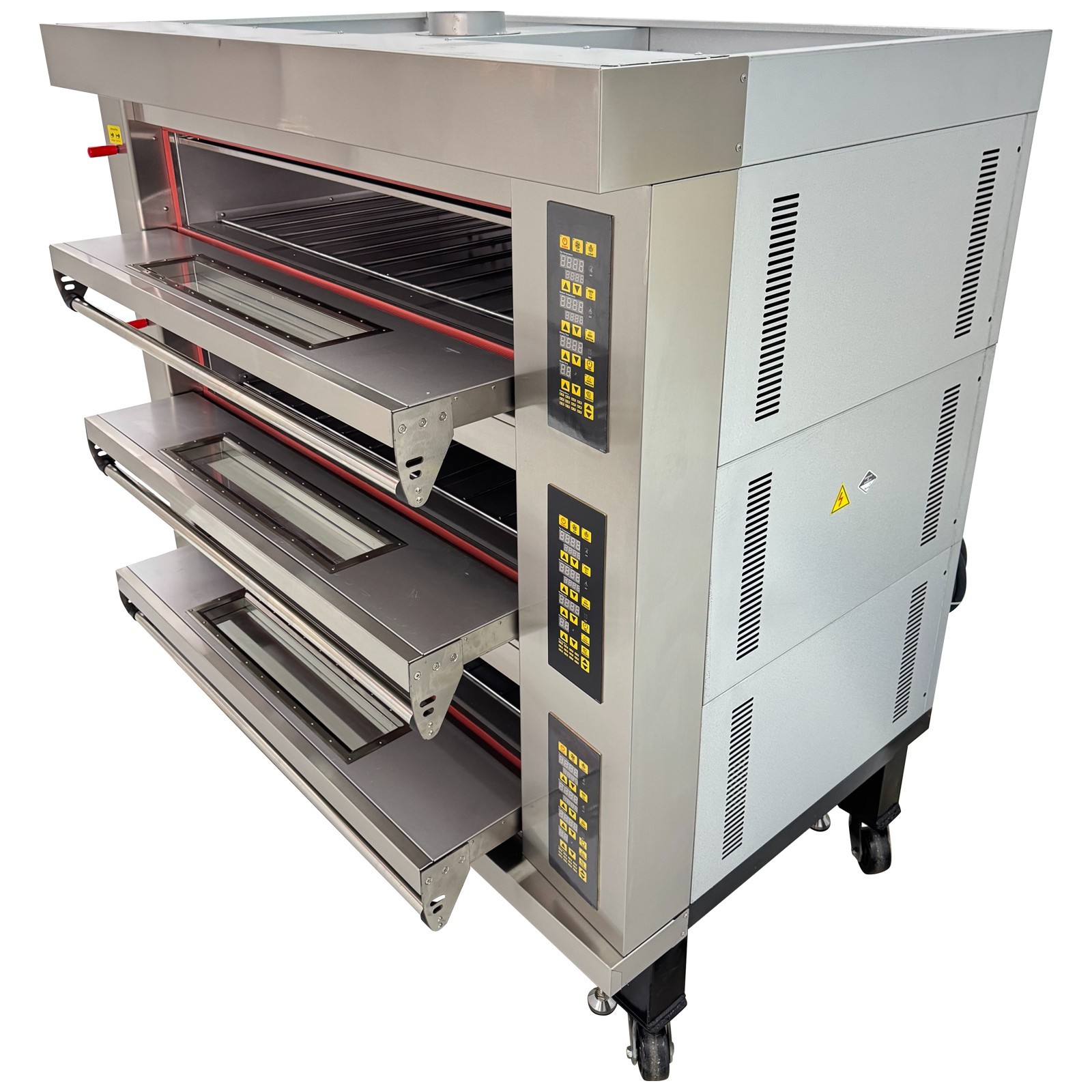 3 Decks Commercial Electric Bread Pizza Baking Oven Movable Toaster 220V 5-400˚C