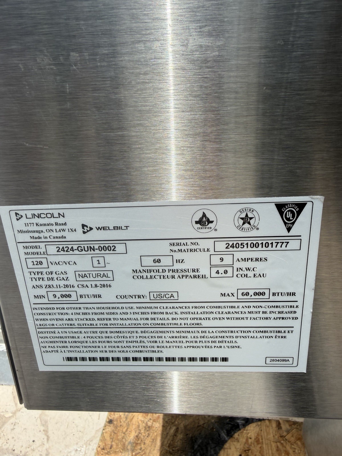 2024 Lincoln 2424 Conveyor Pizza Oven, Natural Gas