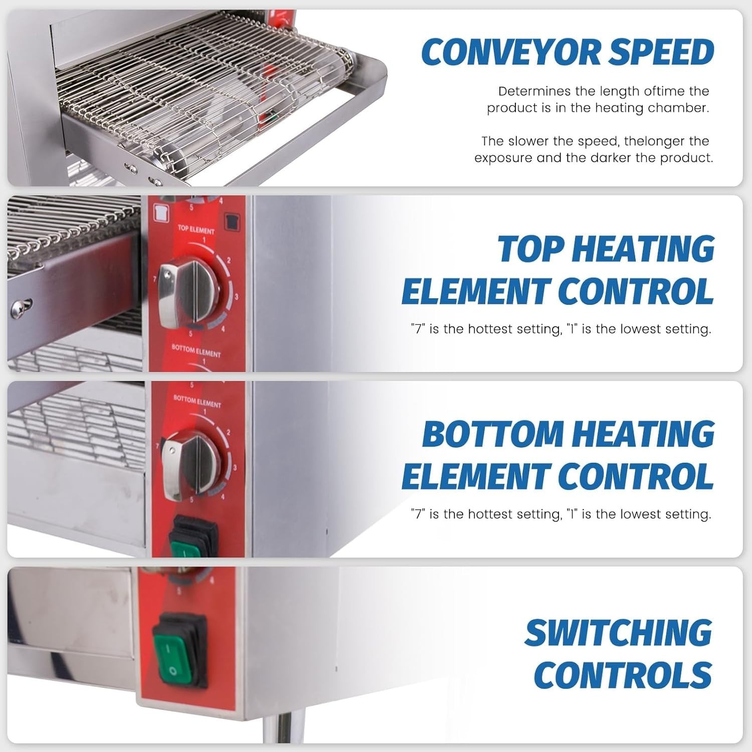 Easyrose Countertop Pizza Conveyor Toaster Bread Oven Machine Commercial Kitchen
