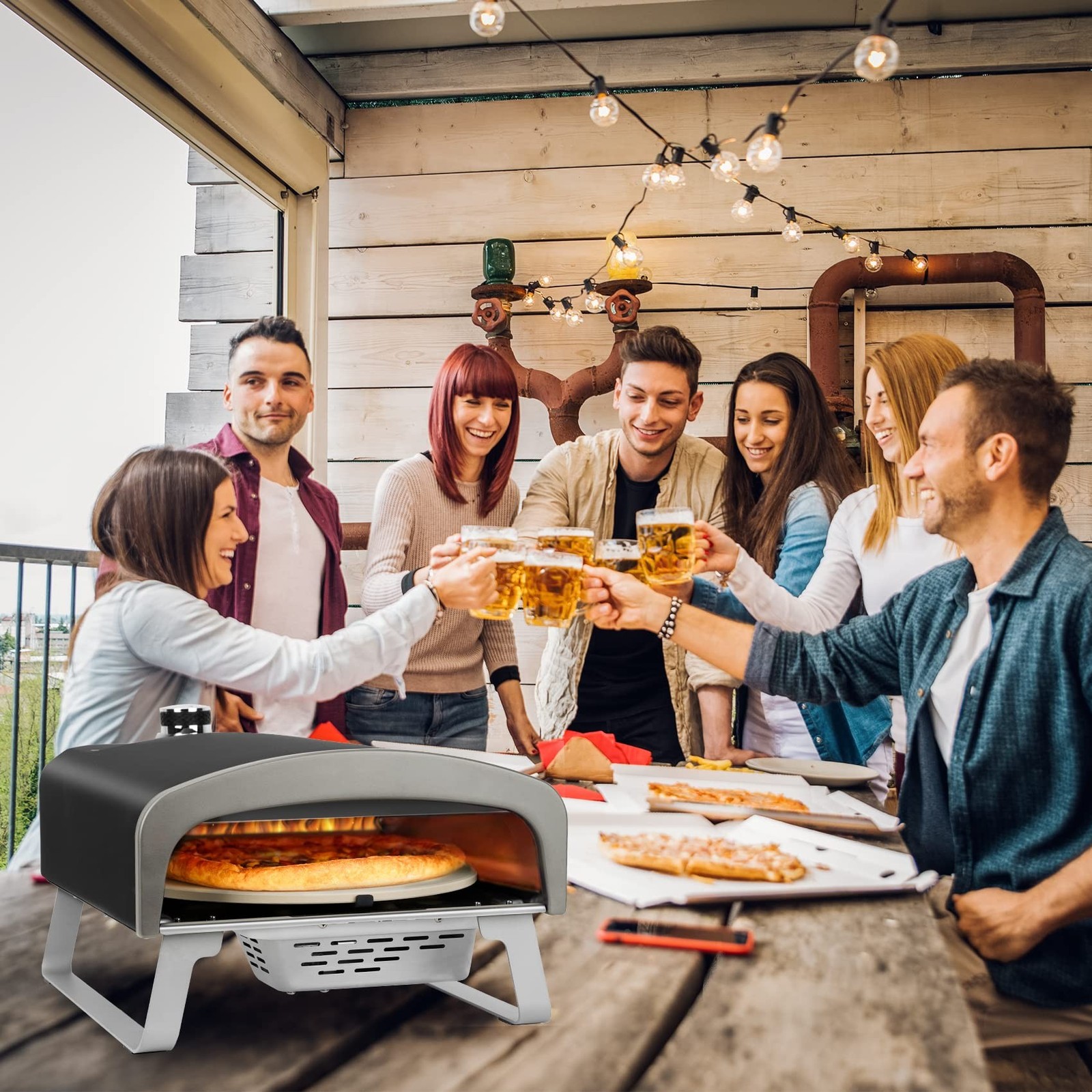 Q Pizza Gas Pizza Oven Portable Propane Pizza Oven with Automatic Rotating St…