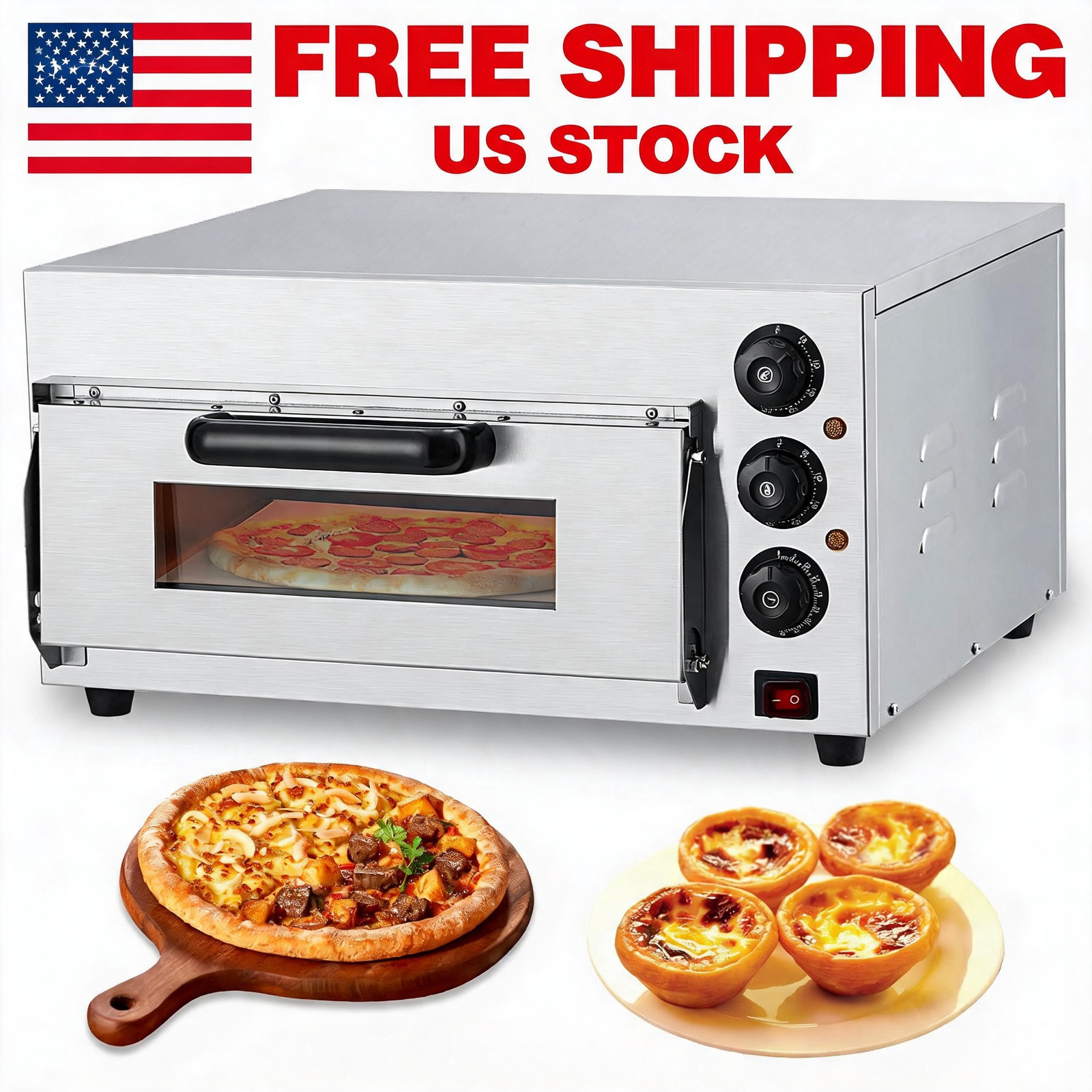 Electric Pizza Oven Countertop, 16 in Commercial Pizza Oven with Adjustable