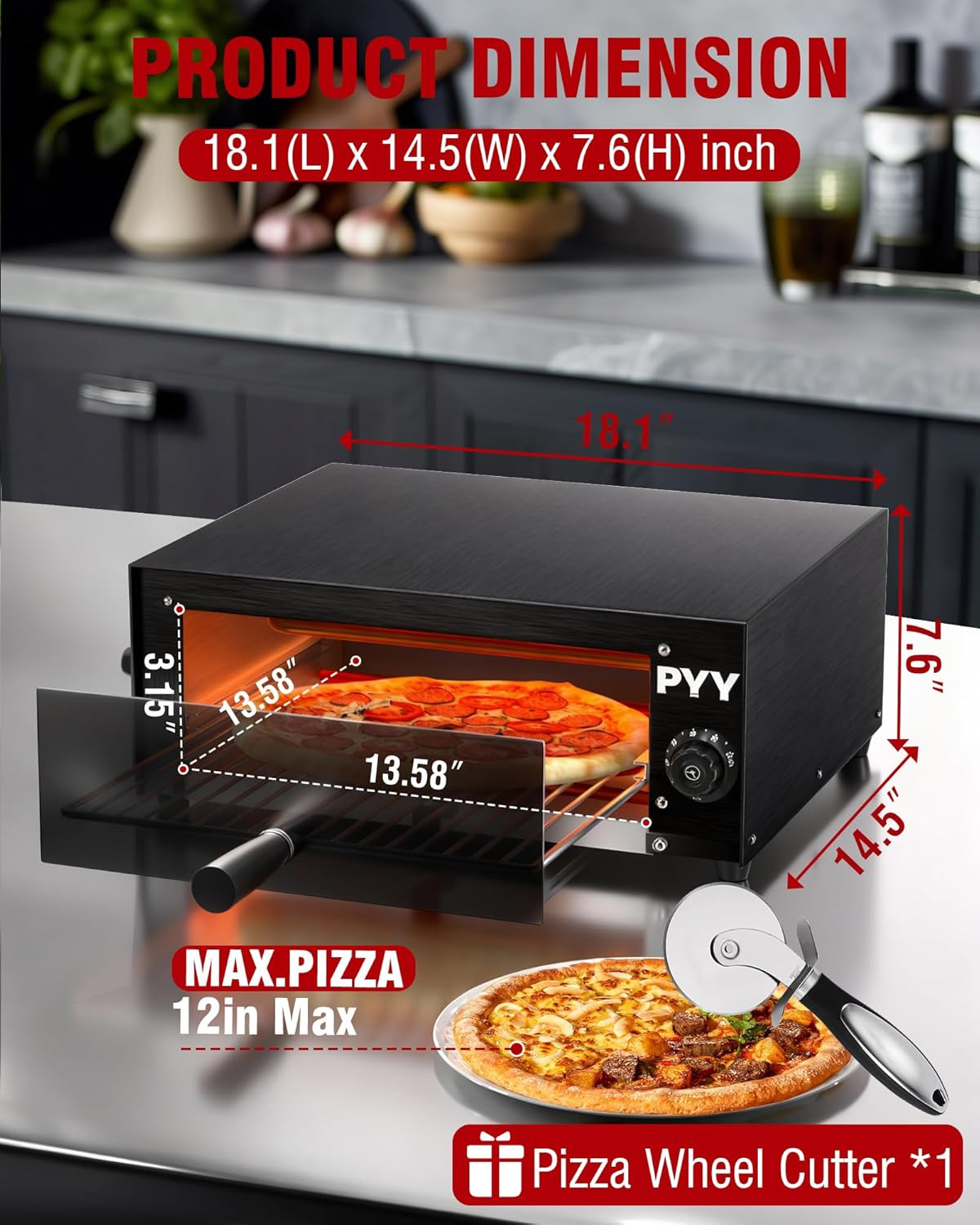 Pizza Oven Electric – 12 Inch Pizza Oven Indoor Stainless Steel Commercial Profe