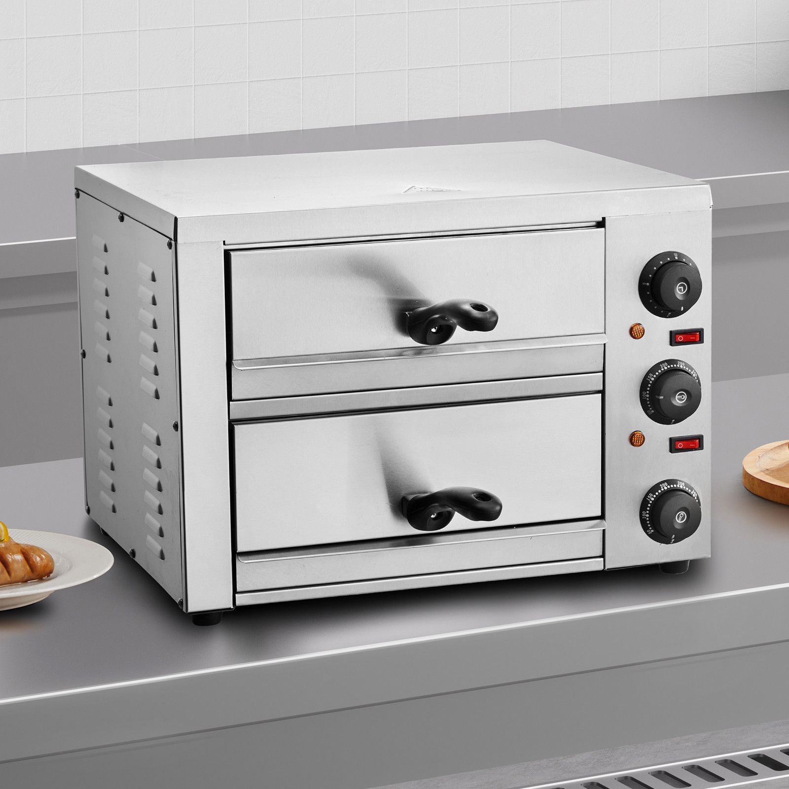 VEVOR Electric Countertop Pizza Oven 12″ Adjustable Temperature 0-120Min Timer