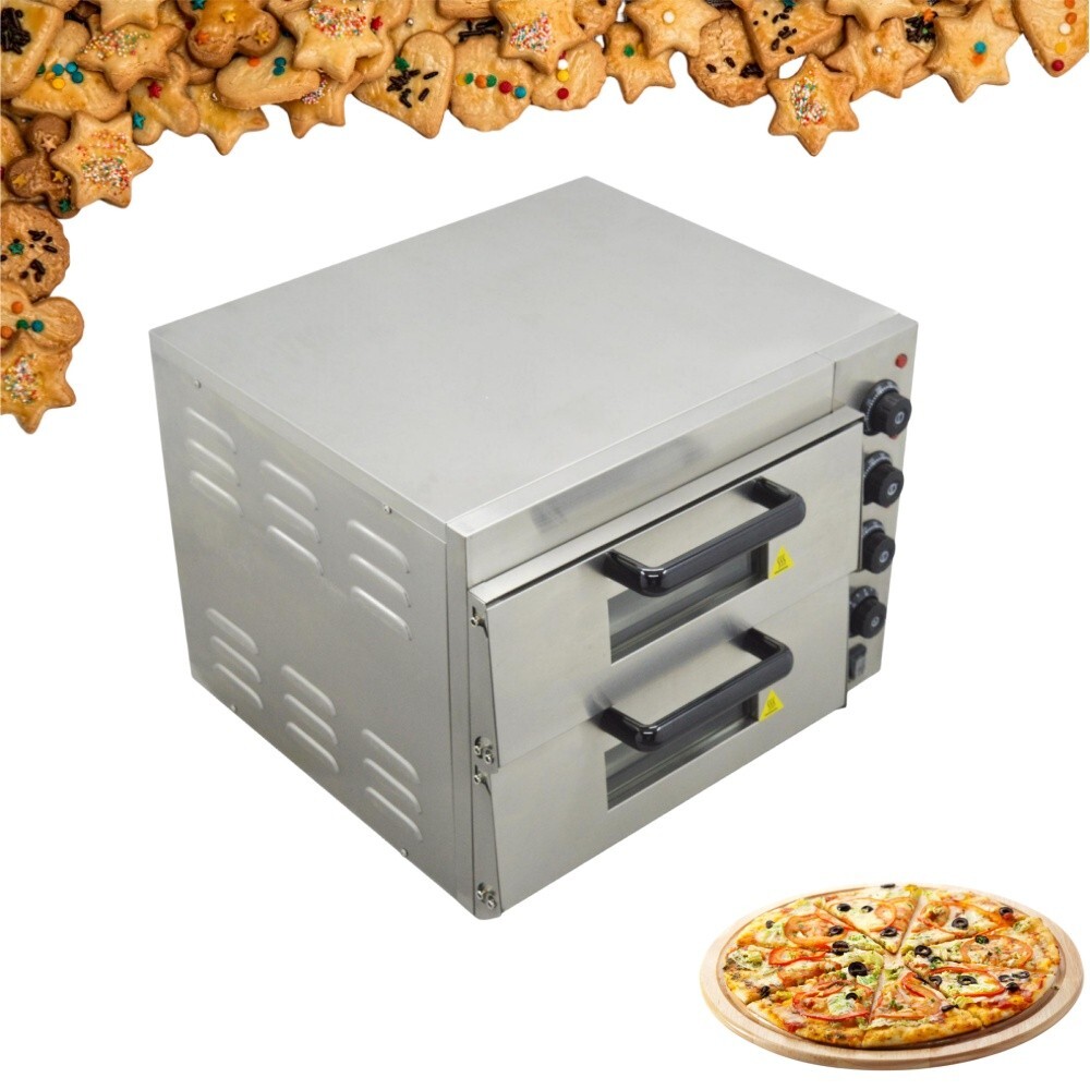 220V 3KW Commercial Double-deck Pizza Electric Oven Bread Maker Toaster