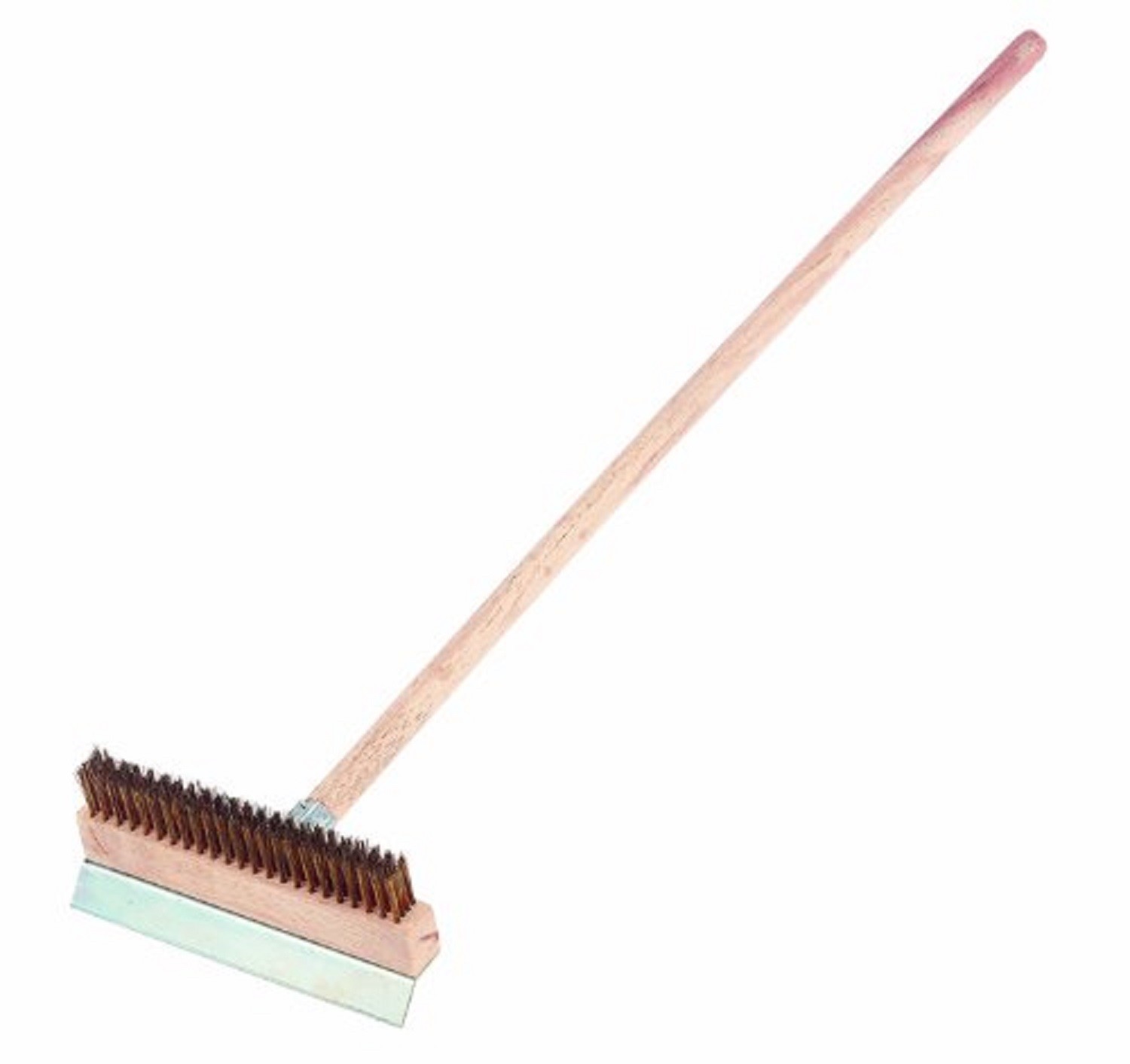 39″ Pizza Oven Brush Wood Handle Metal Bristles and Scraper Professional Quality