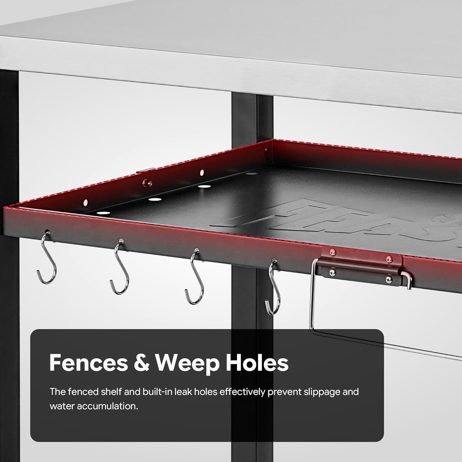 Versatile 3-Shelf BBQ Prep Station with 33.5” Stainless Steel Surface