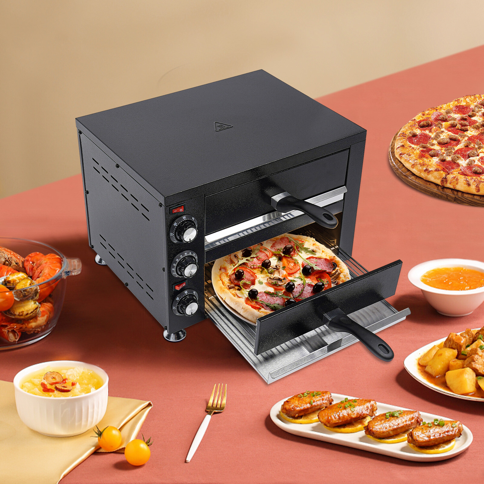 Commercial Electric Double Layer Countertop Pizza Oven Indoor Oven Pizza Cooker