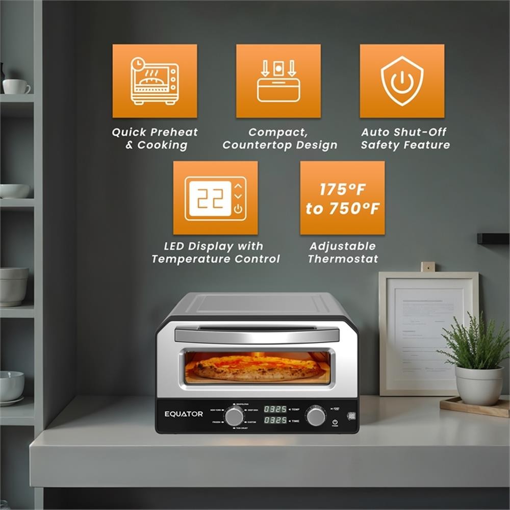 Equator 0.5 Cu.Ft. Indoor/Outdoor Pizza Oven Cooks 12-Inch Pizzas
