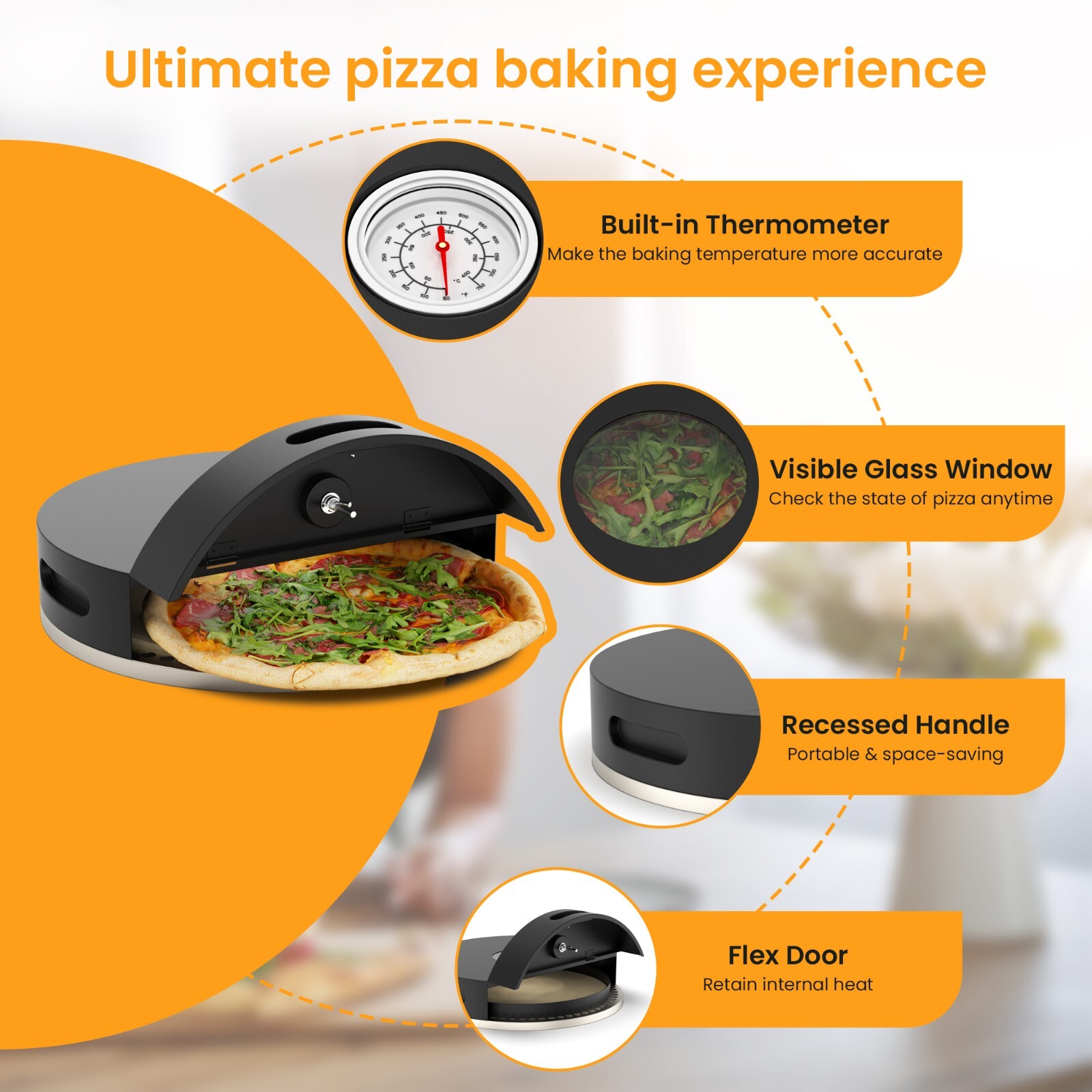 15“ Grill Top Pizza Oven With Door & Window