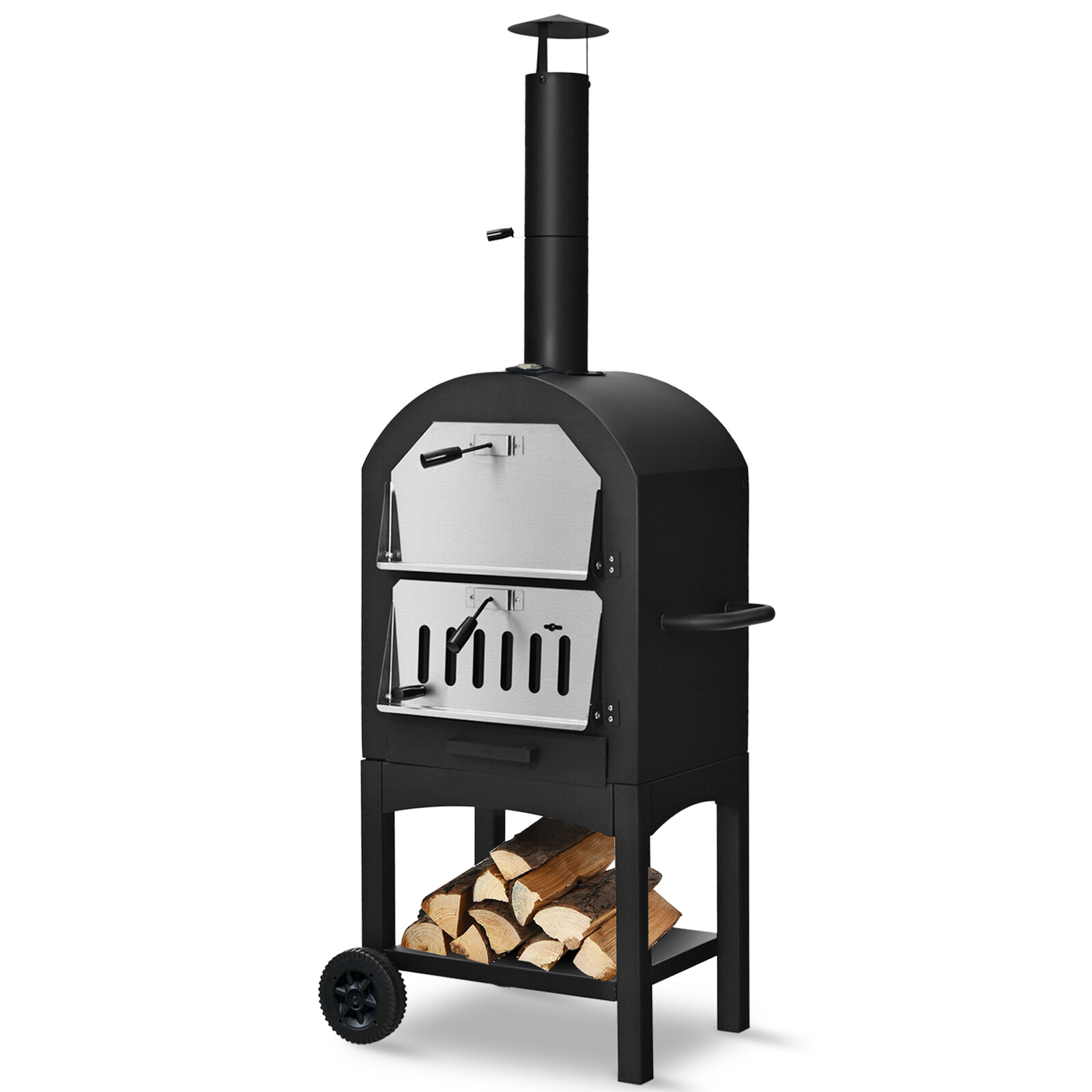 Pizza Oven Wood Fire Pizza Maker Grill Outdoor w/ Pizza Stone & Waterproof Cover