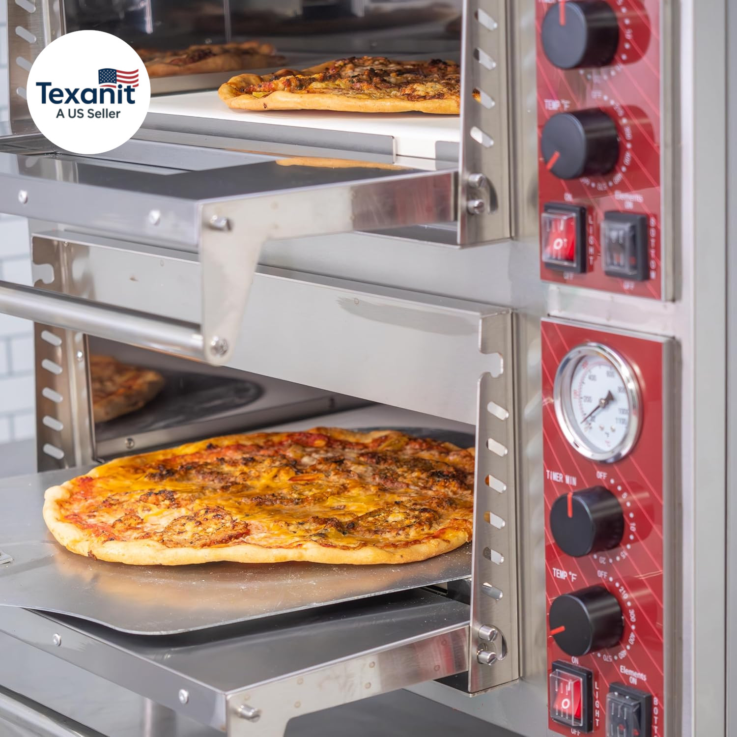 Commercial Oven, Double-Deck Countertop Electric Pizza/Bakery Oven, Stainless St