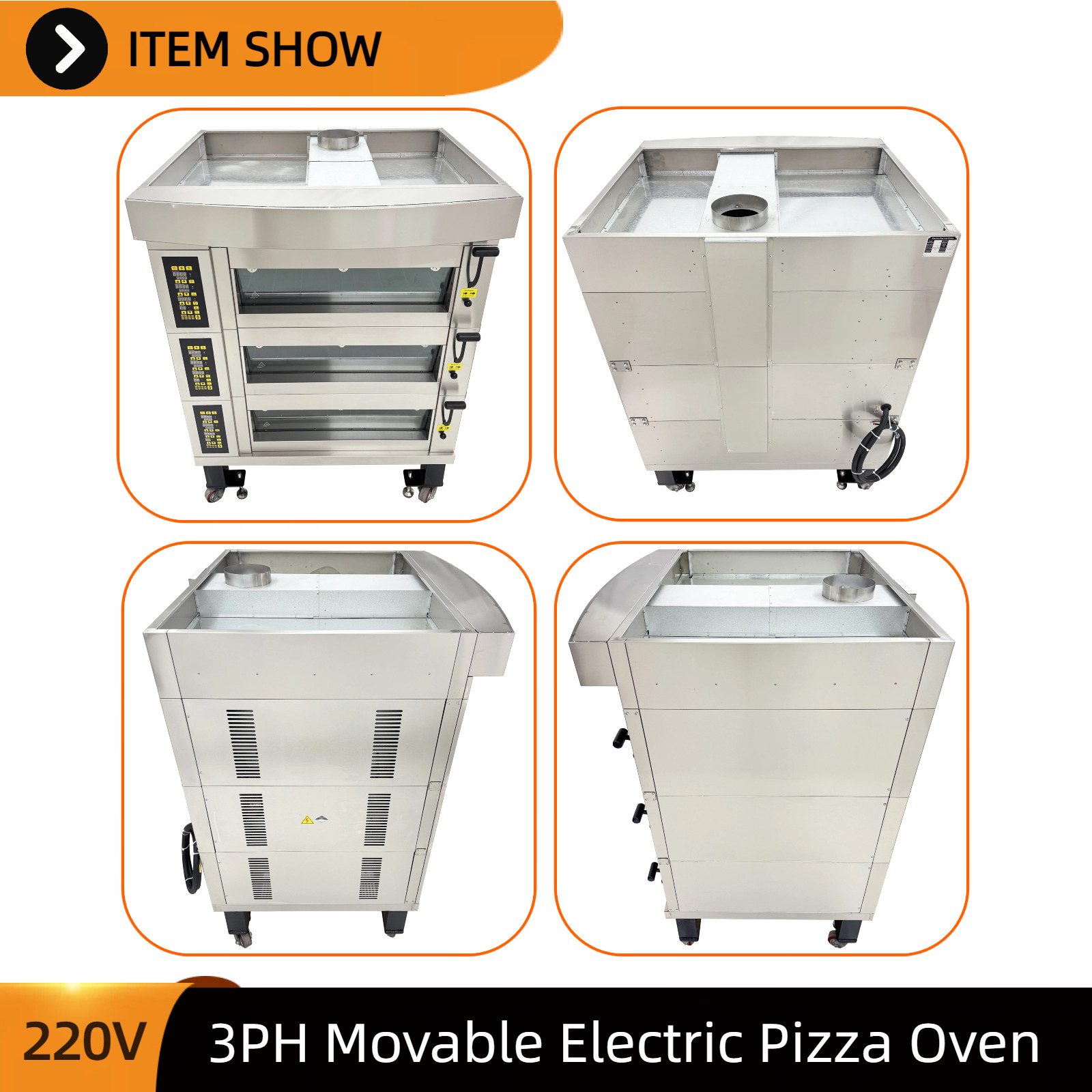 Digital Electric Pizza Oven 3-Deck 6-Tray Commercial Pizza Oven 220V 3-Phase
