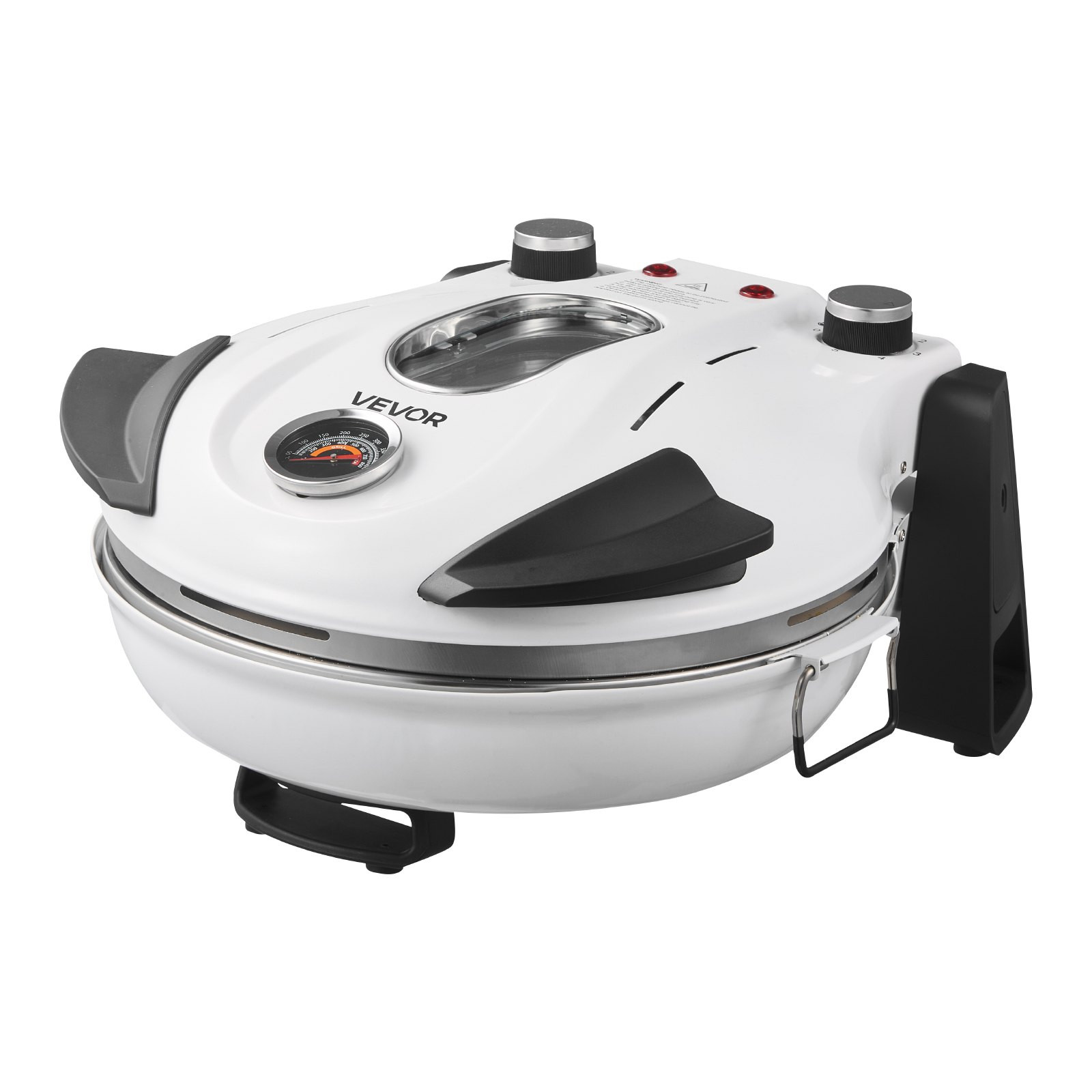 12″ Electric Pizza Oven 1200W Maker w/Stone 5-Mode Temp Control Home White