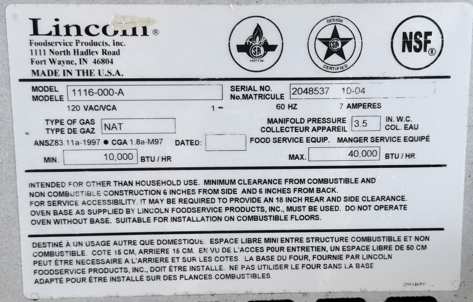 Lincoln Impinger 1116 Gas Double Stack Conveyor Ovens – Natural Gas Pizza Ovens