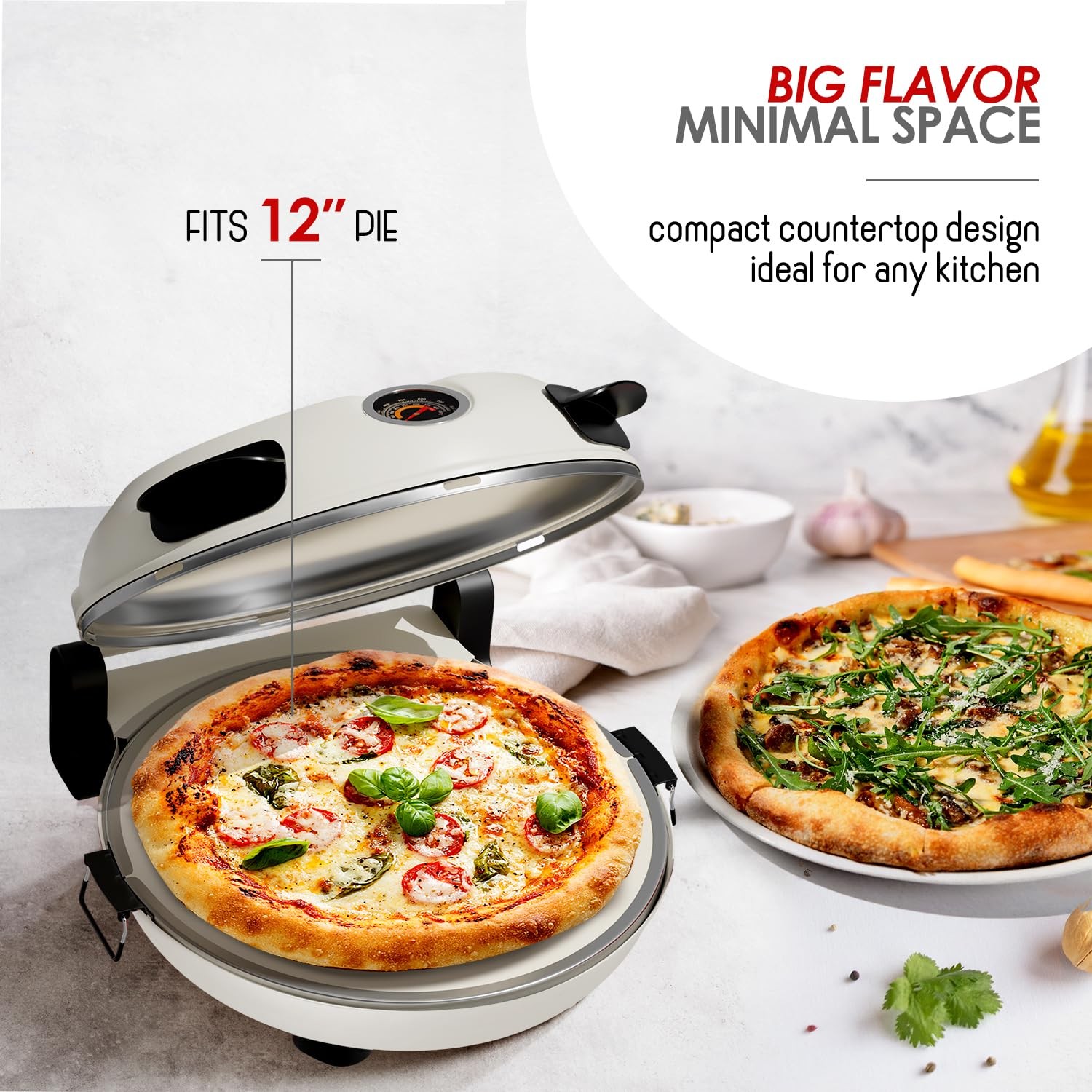 Eatex Electric Pizza Oven Indoor 12 Inch Countertop Pizza Oven Portable Stone