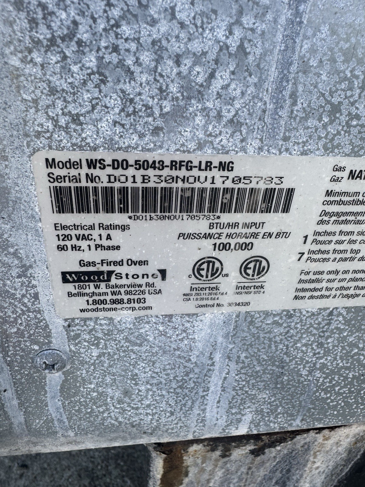 Wood Stone Natural Gas Stone Pizza Oven Commercial Model WS-DO-5049-RFG-LR-NG