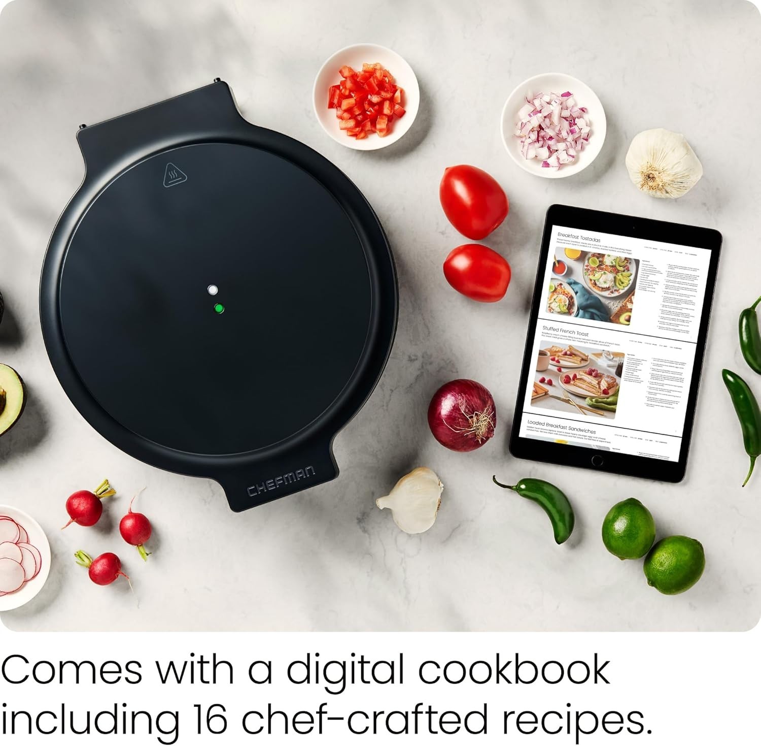 Stylish Countertop Electric Pizza Oven with Indicator Lights & Digital Cookbook