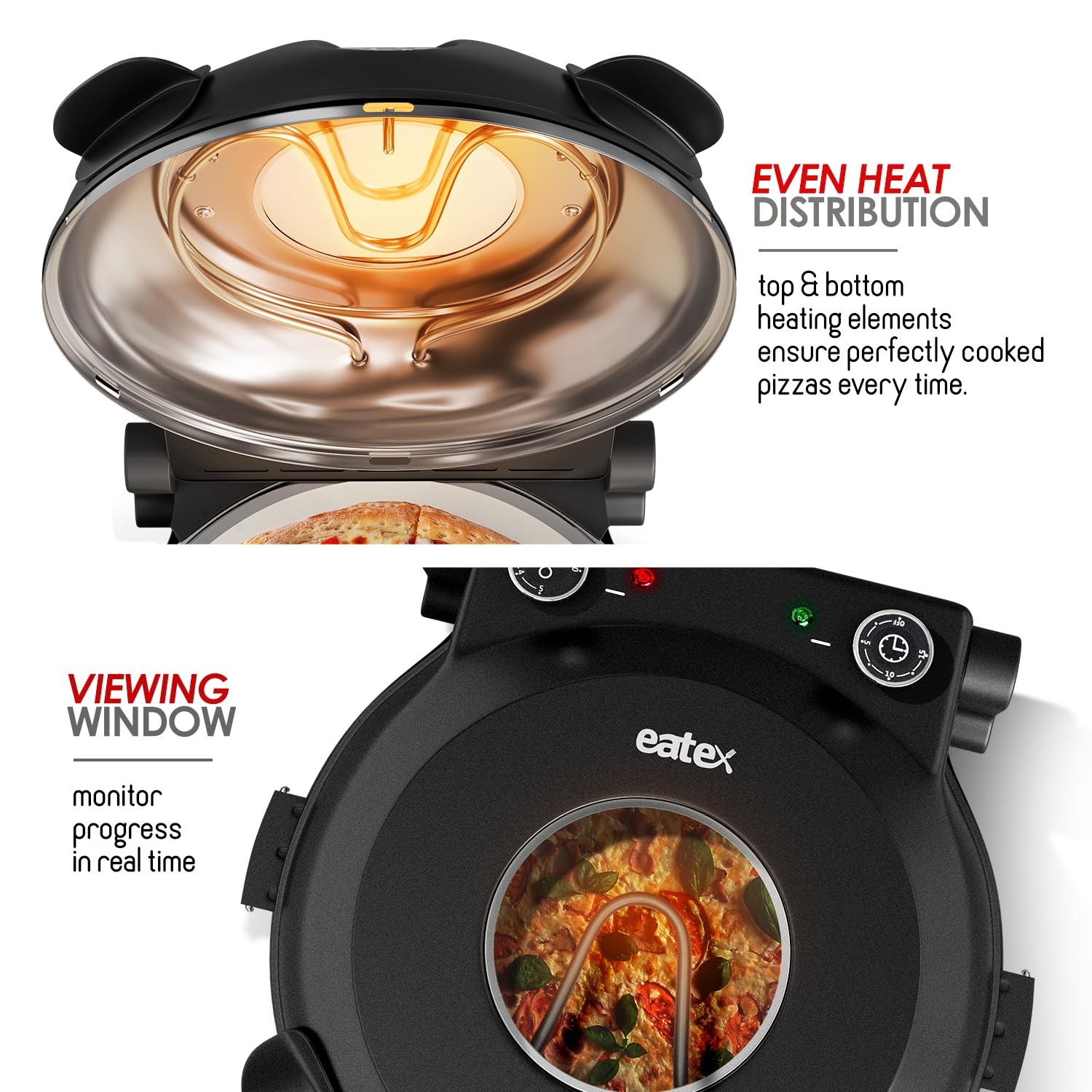 Eatex Electric Pizza Oven Indoor 12 Inch Countertop Pizza Oven Portable Stone