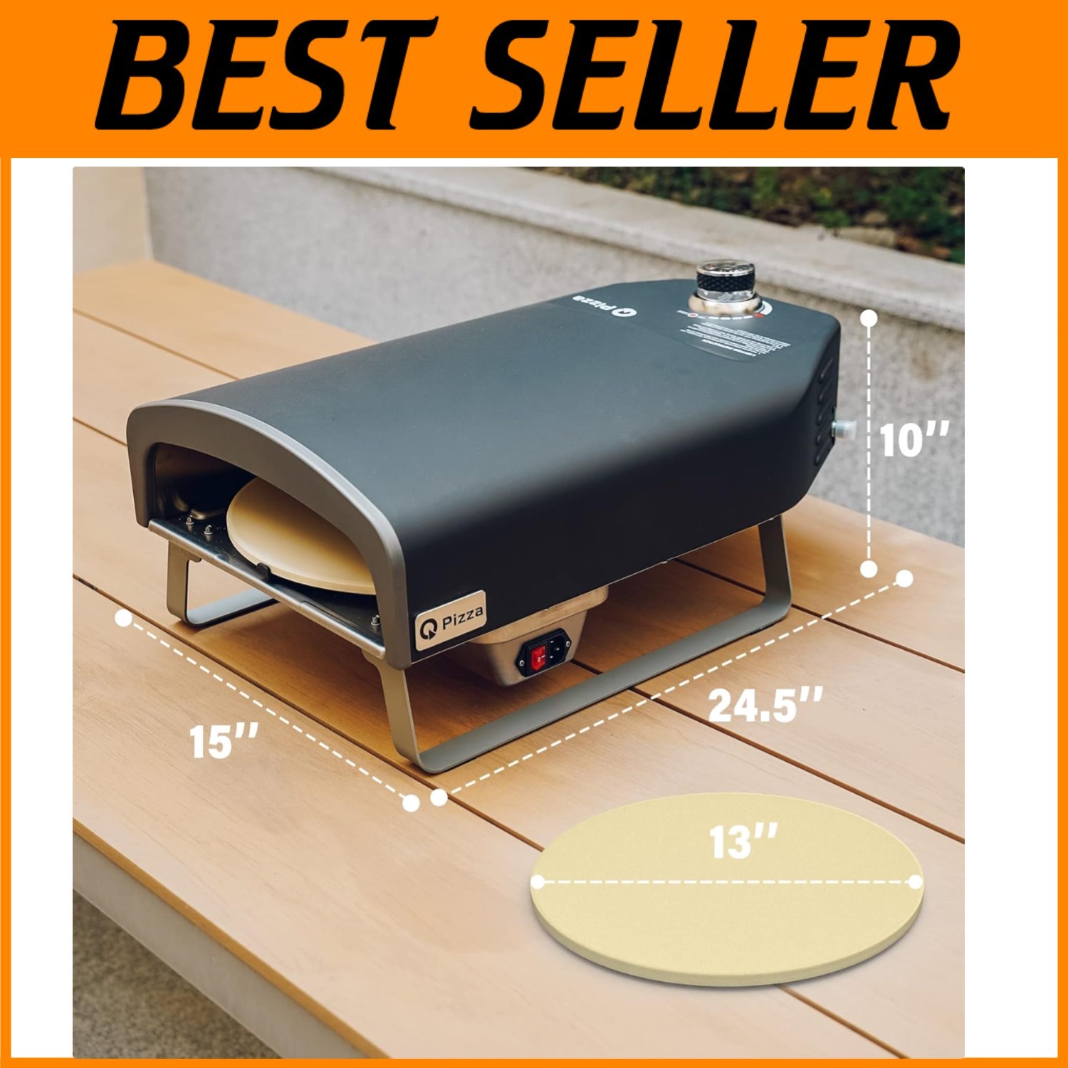 Portable Gas Pizza Oven with Automatic Rotating Stone//